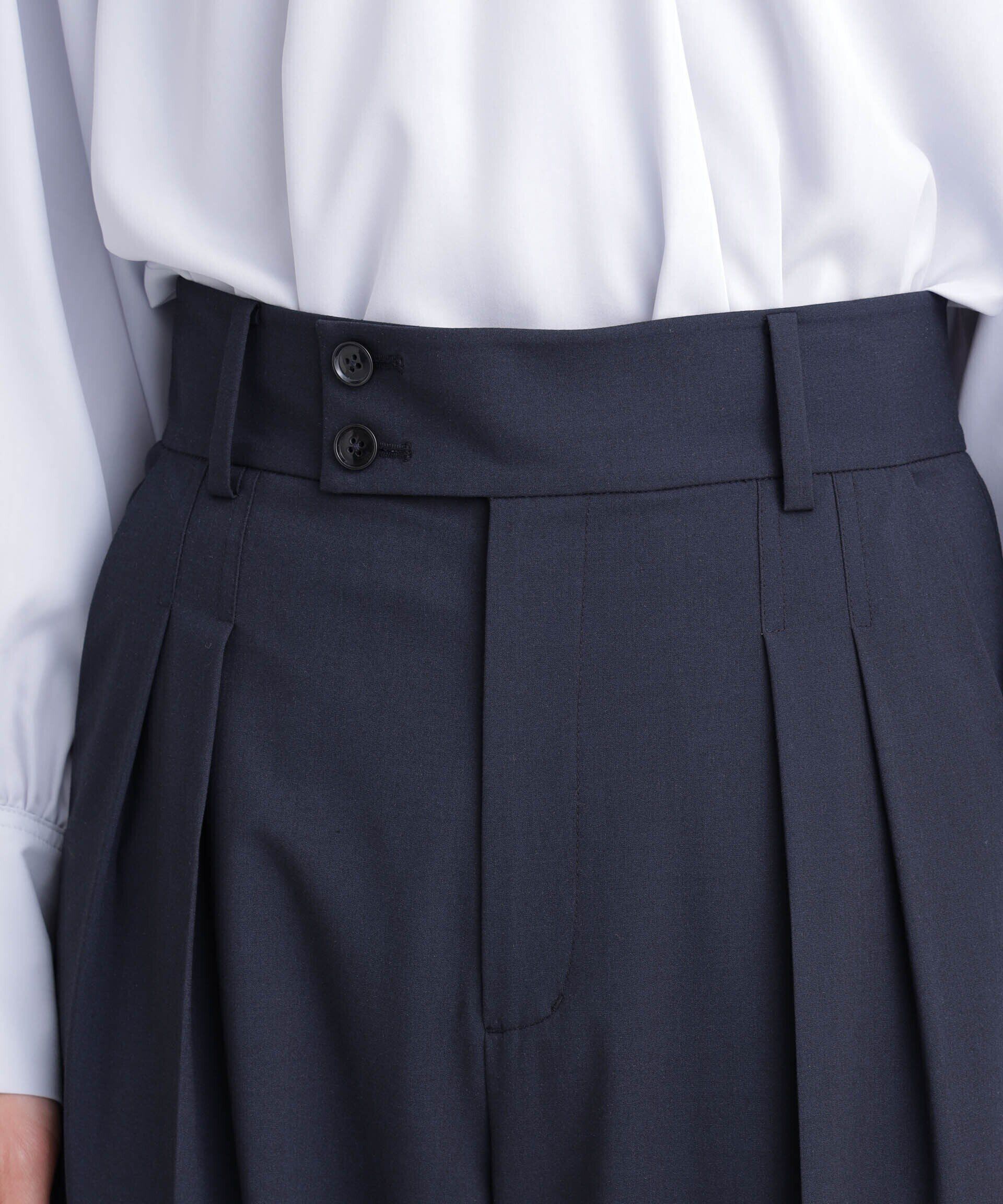 nano･universe「トロストレッチ2タックワイドパンツ（セットアップ可）」|スラックス|