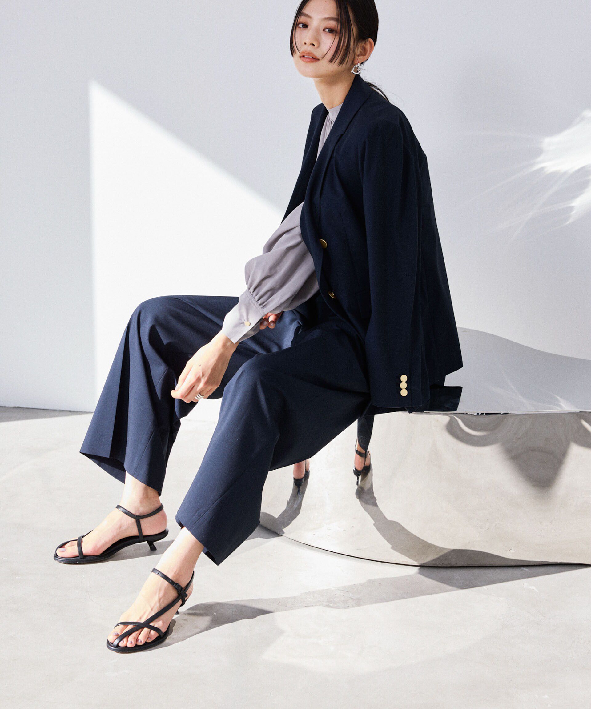 nano･universe「トロストレッチ2タックワイドパンツ（セットアップ可）」|スラックス|