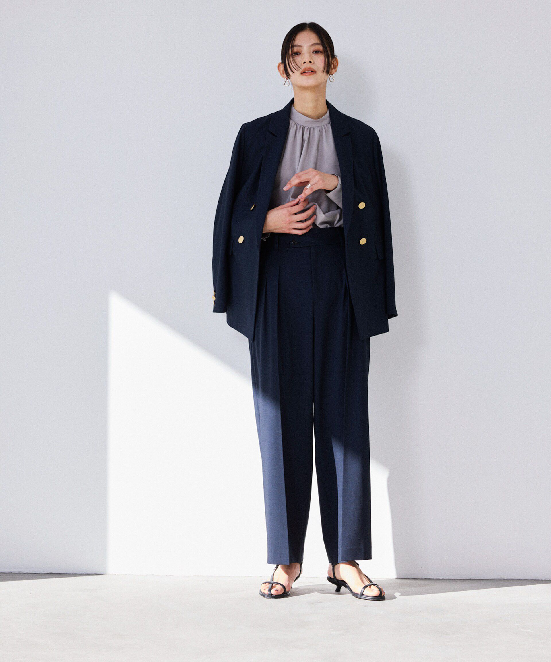 nano･universe「トロストレッチ2タックワイドパンツ（セットアップ可）」|スラックス|