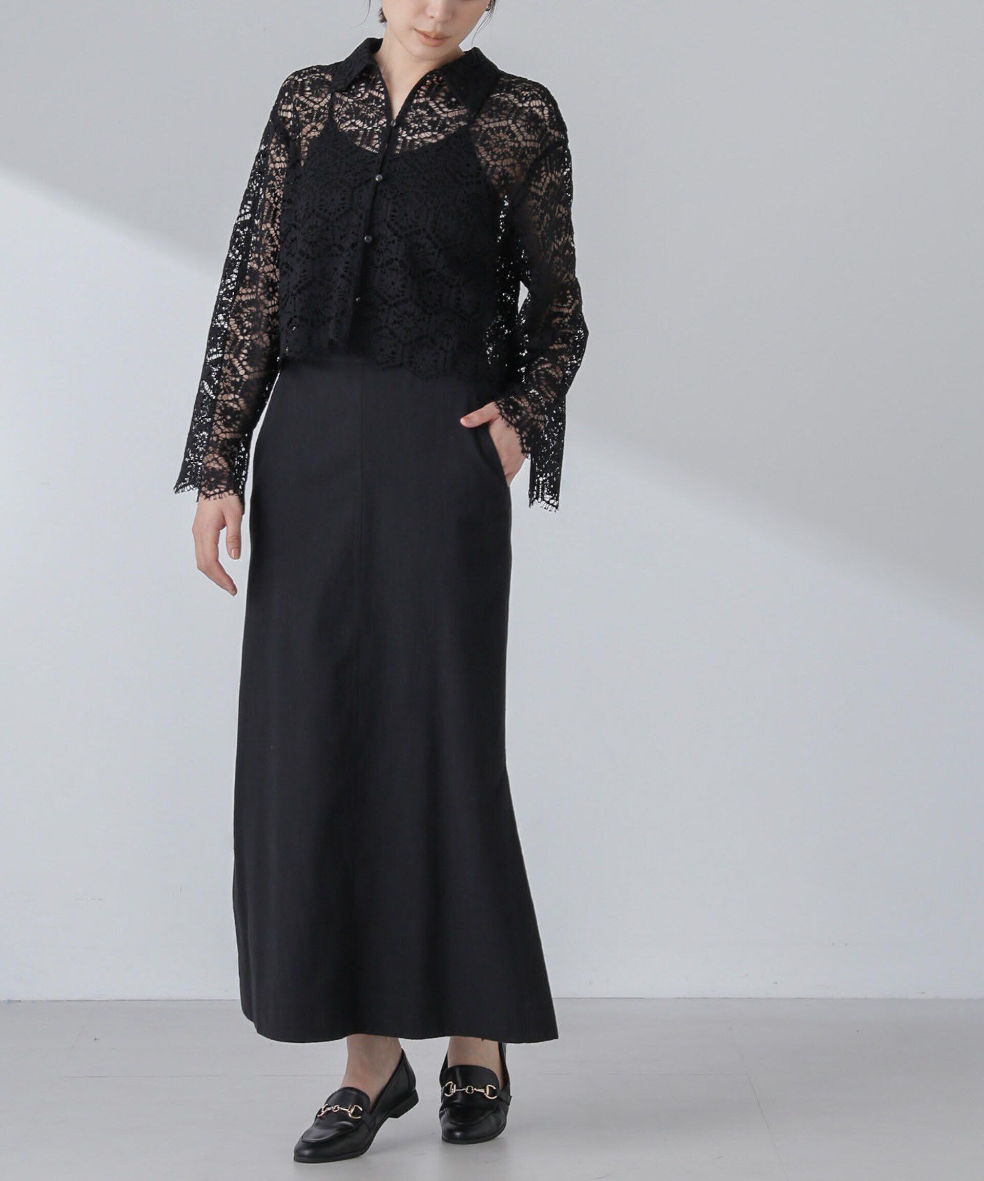 nano･universe「スラブメランジマキシスカート(セットアップ可)」|スカート|