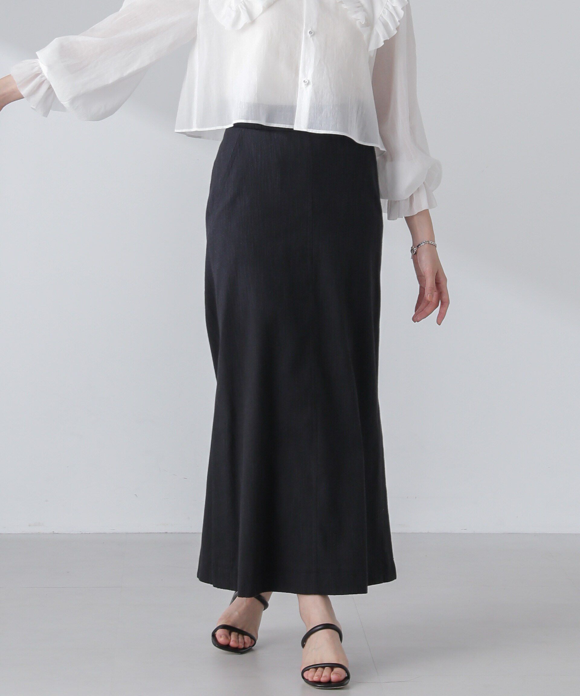 nano･universe「スラブメランジマキシスカート(セットアップ可)」|スカート|