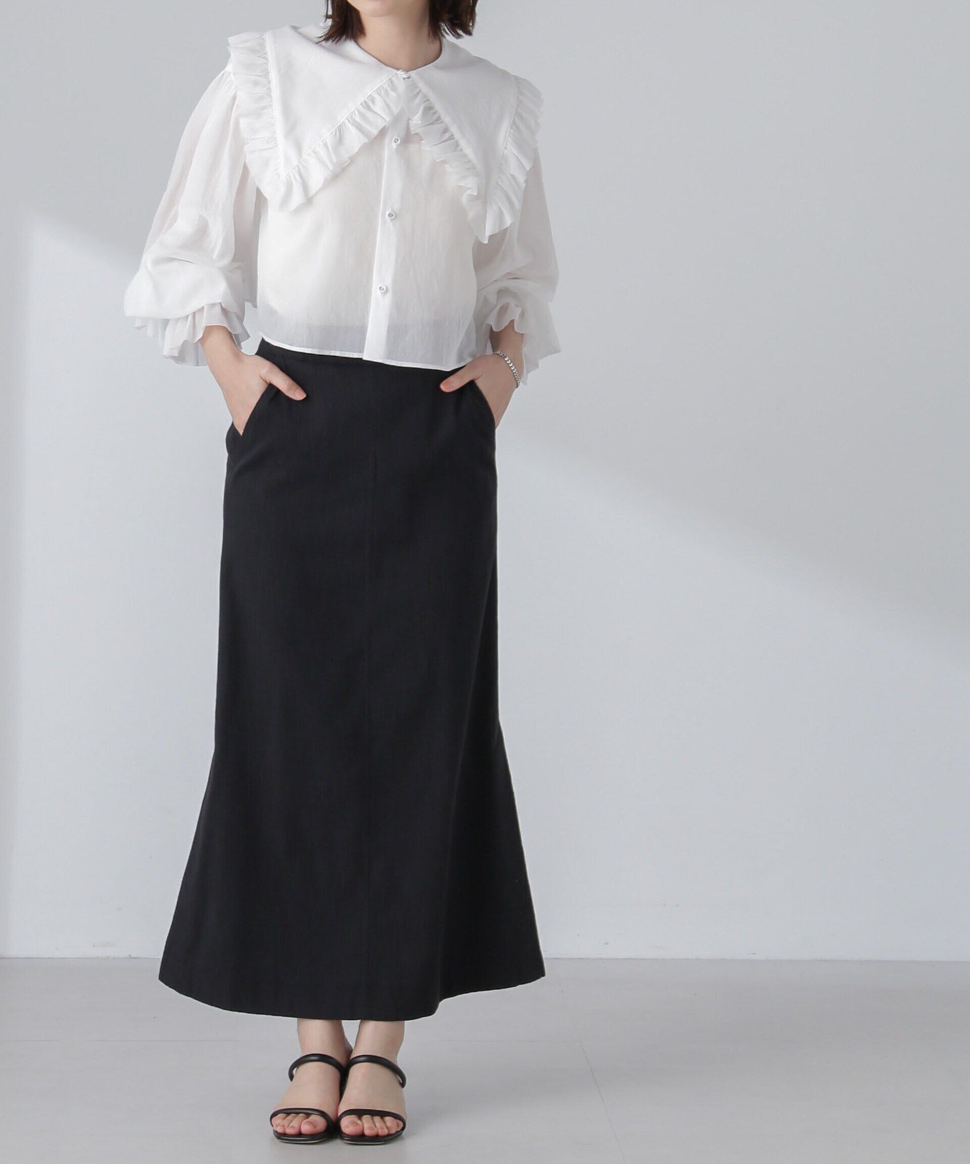 nano･universe「スラブメランジマキシスカート(セットアップ可)」|スカート|
