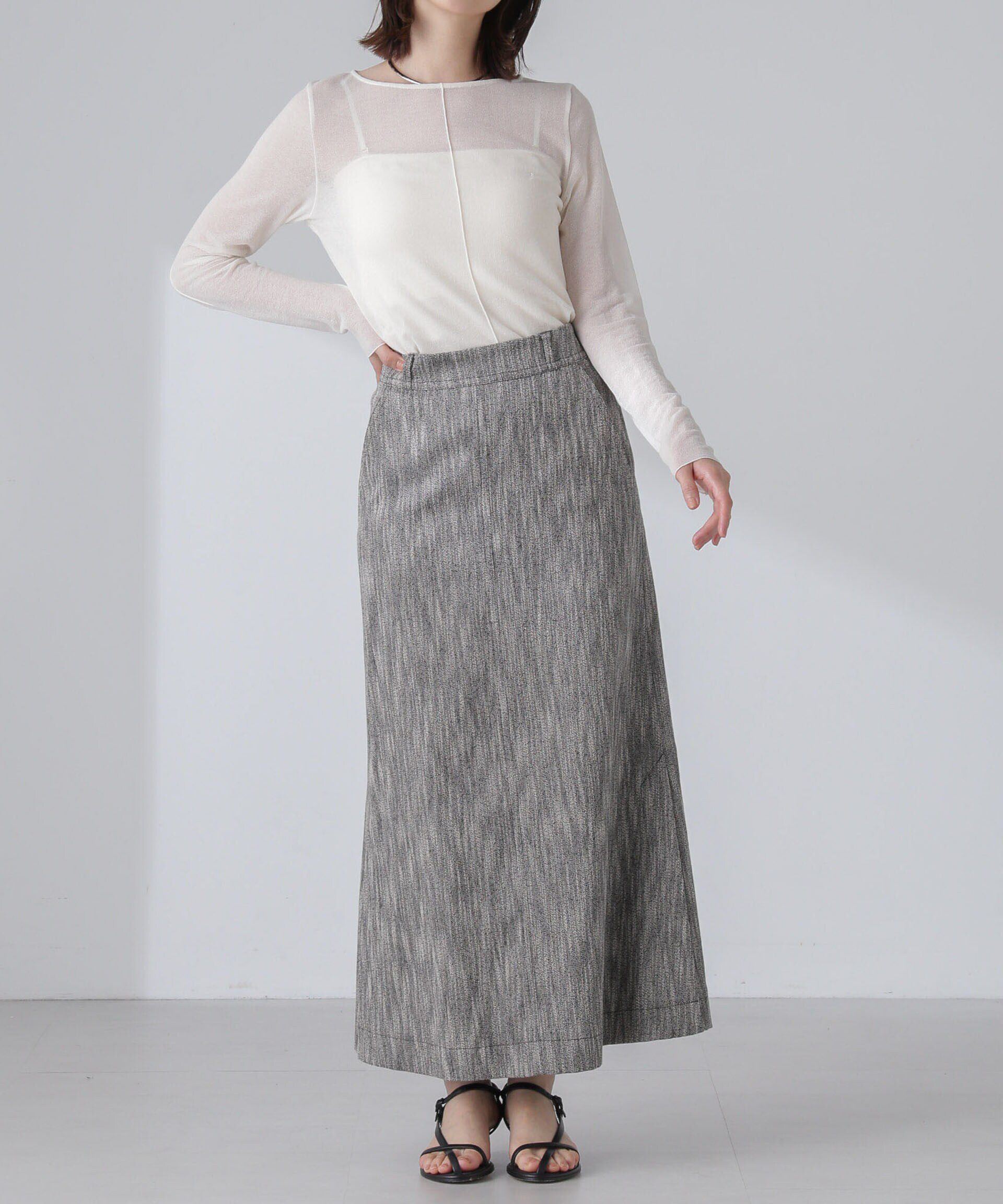 nano･universe「スラブメランジマキシスカート(セットアップ可)」|スカート|