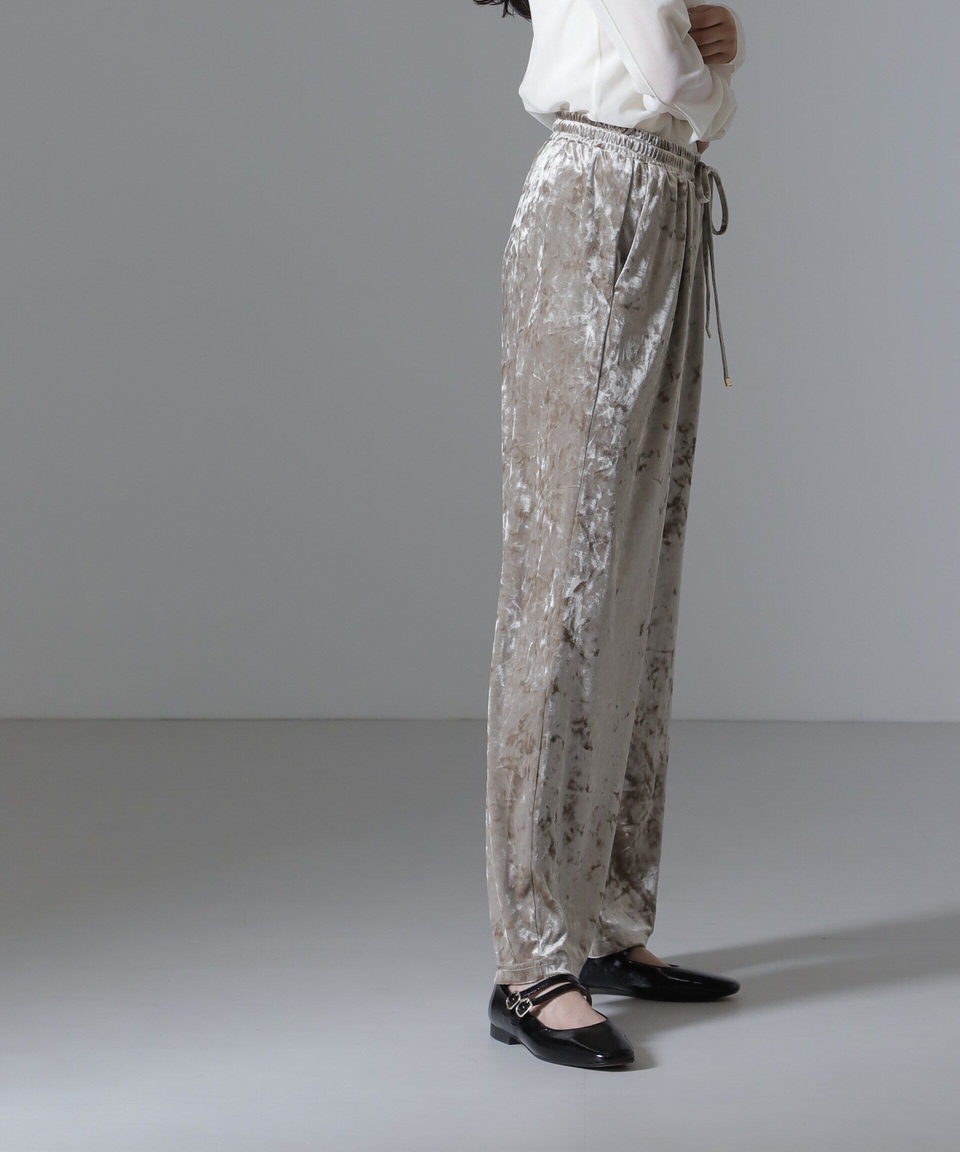 nano･universe「ベロアイージーワイドパンツ（セットアップ可）」|チノ|