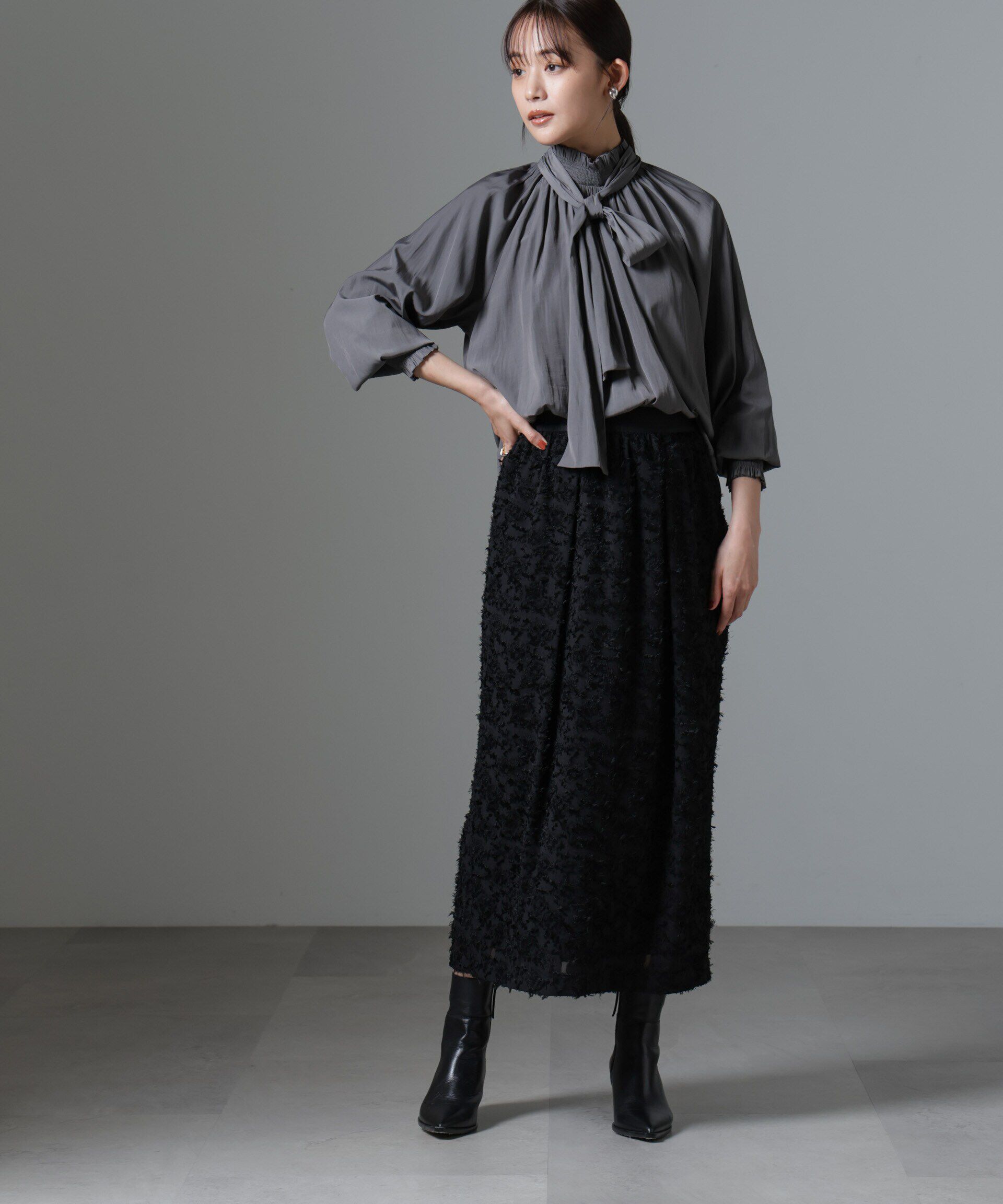 nano･universe「フリンジジャガードコクーンギャザースカート」|スカート|