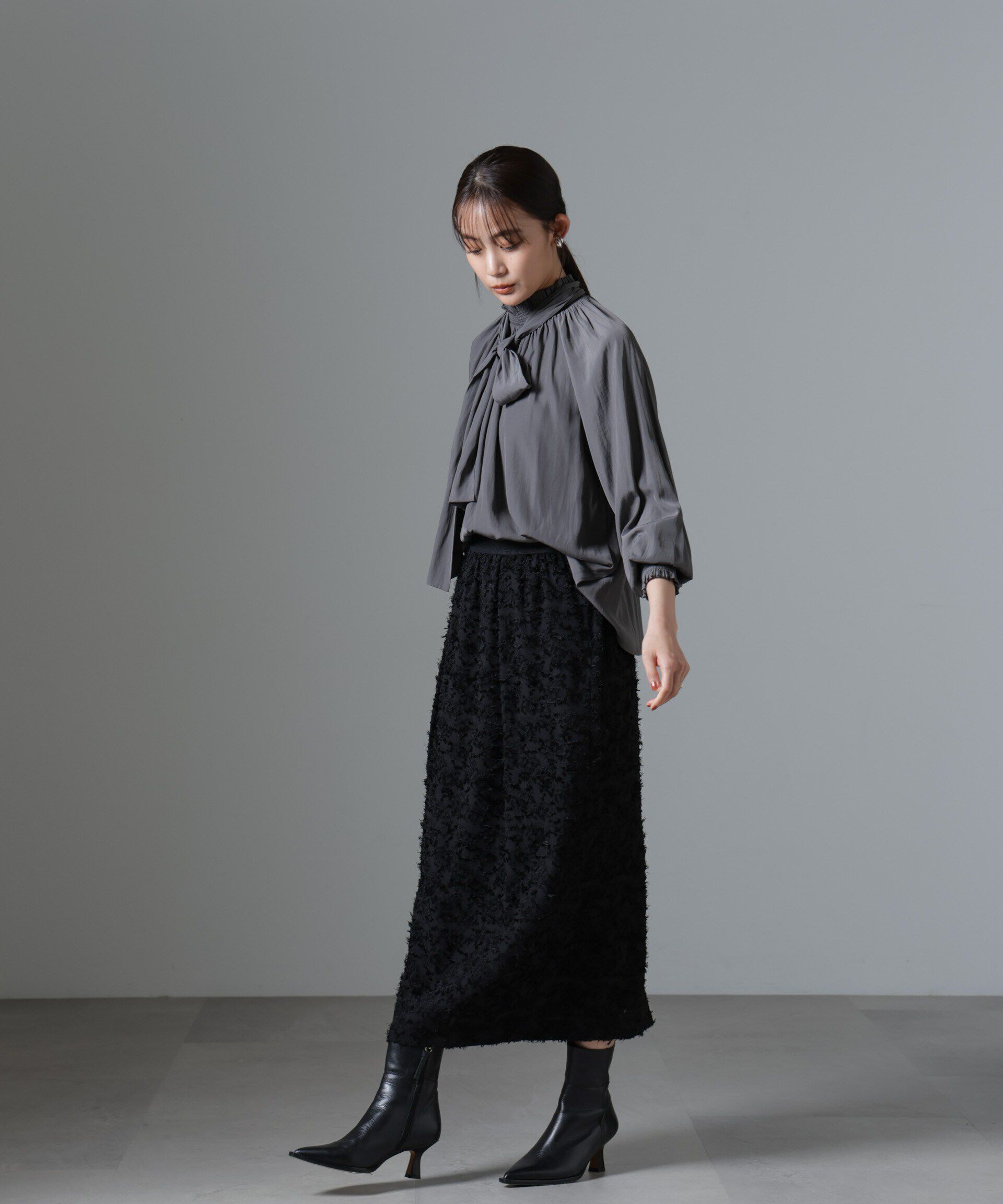 nano･universe「フリンジジャガードコクーンギャザースカート」|スカート|
