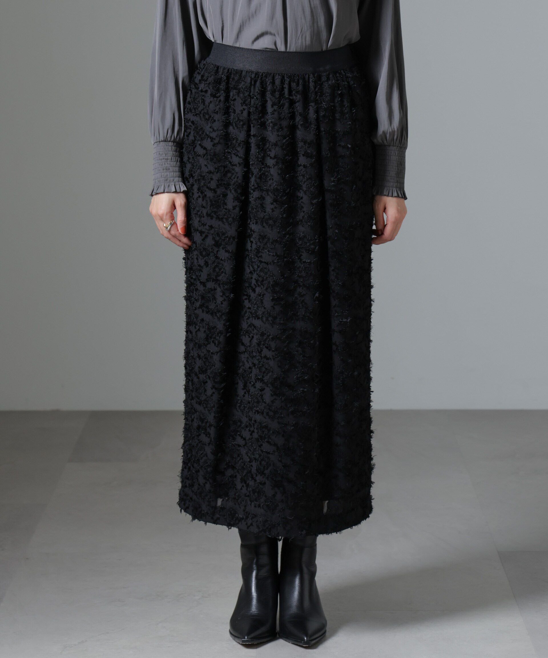 nano･universe「フリンジジャガードコクーンギャザースカート」|スカート|
