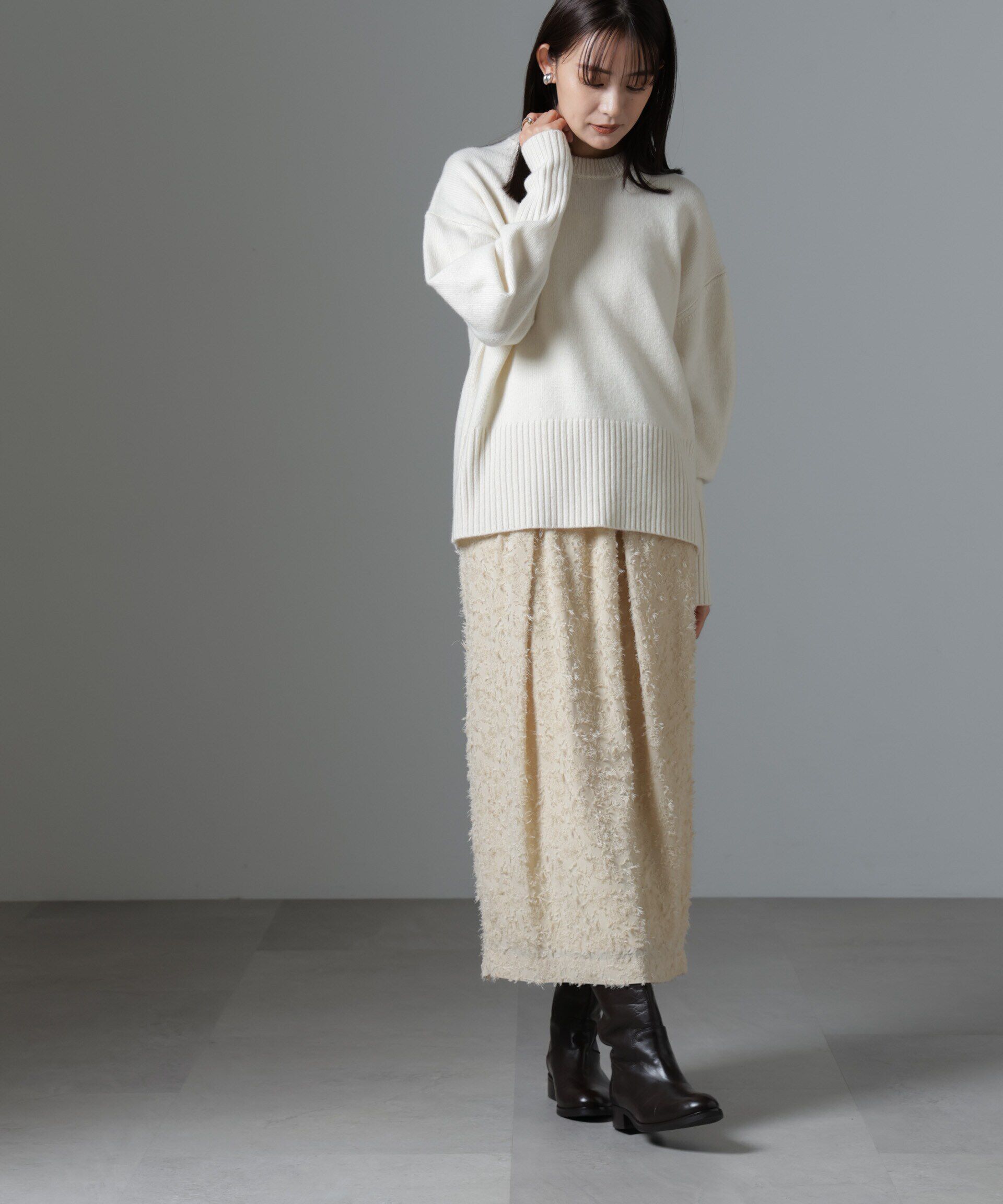 nano･universe「フリンジジャガードコクーンギャザースカート」|スカート|