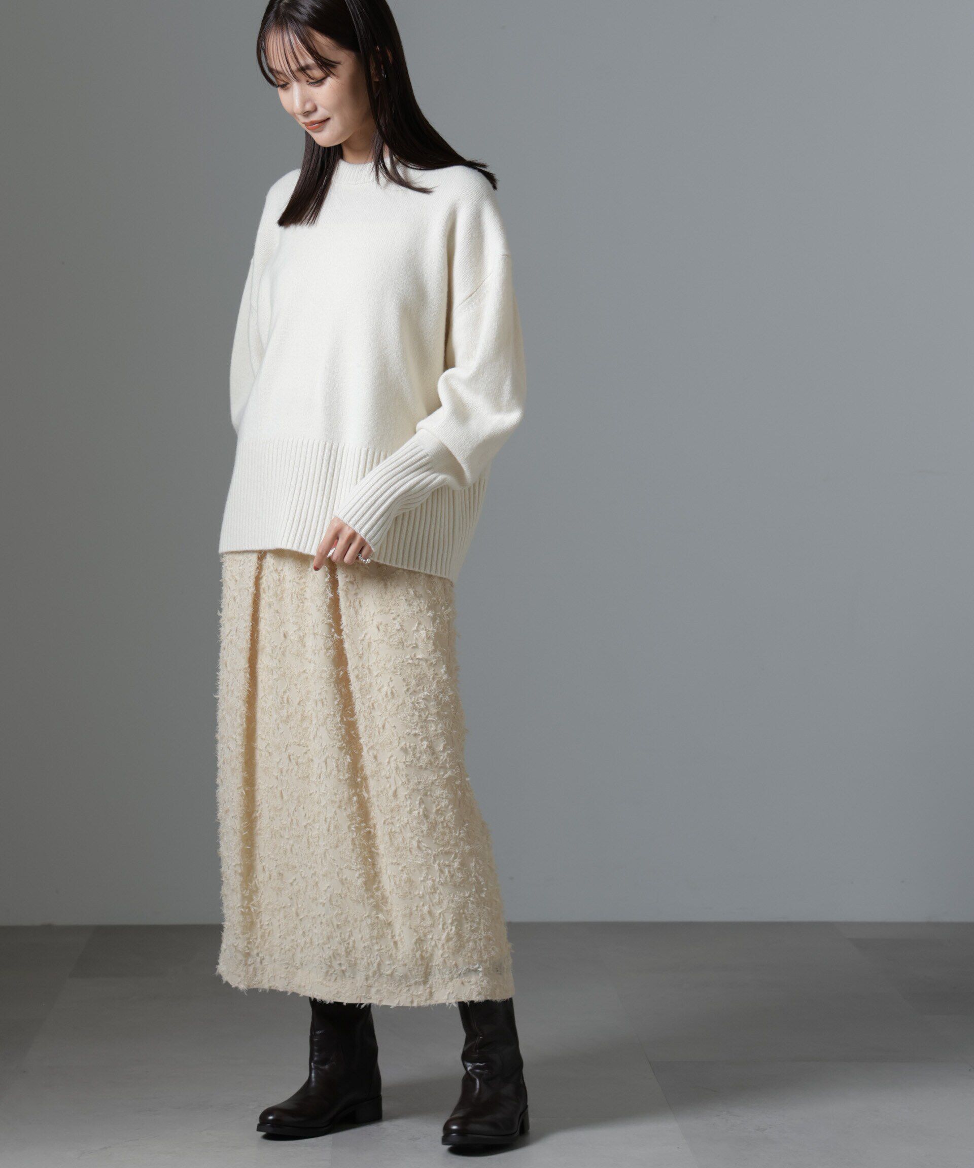nano･universe「フリンジジャガードコクーンギャザースカート」|スカート|
