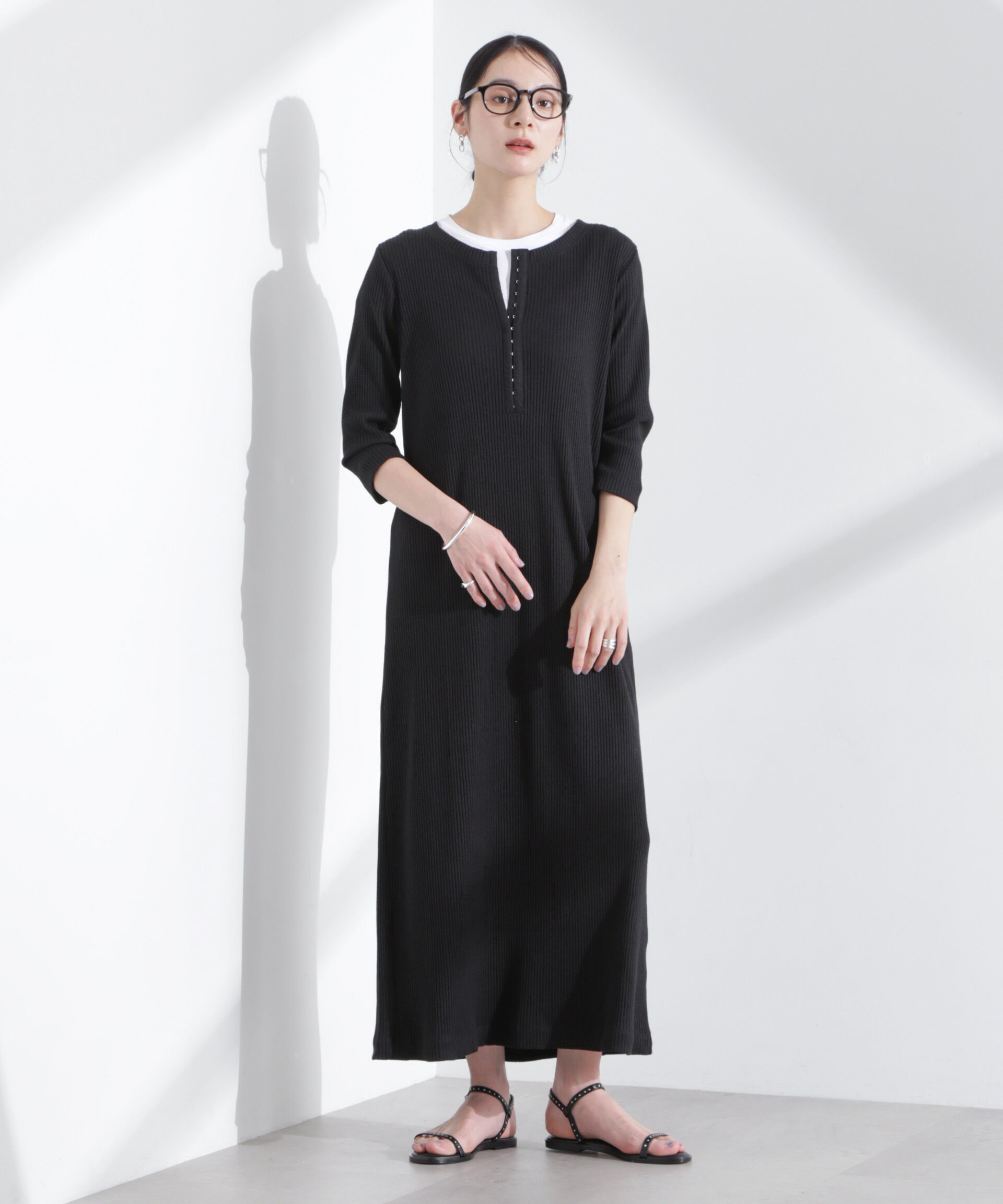 nano･universe「メニーホックカットリブワンピース」|ワンピース|ブラック