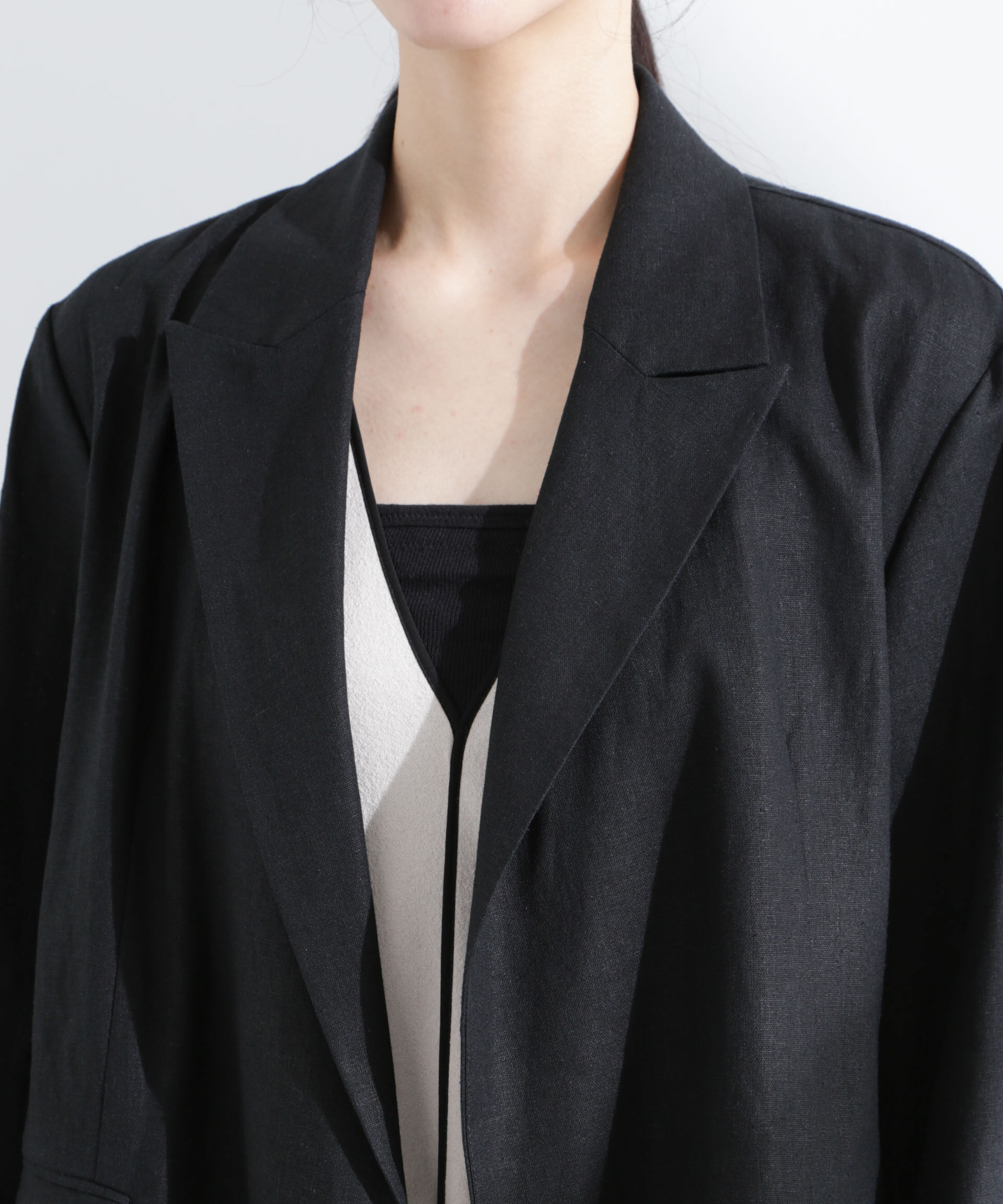 nano･universe「リネン混ボタンレスジャケット(セットアップ可)」|テーラードジャケット|