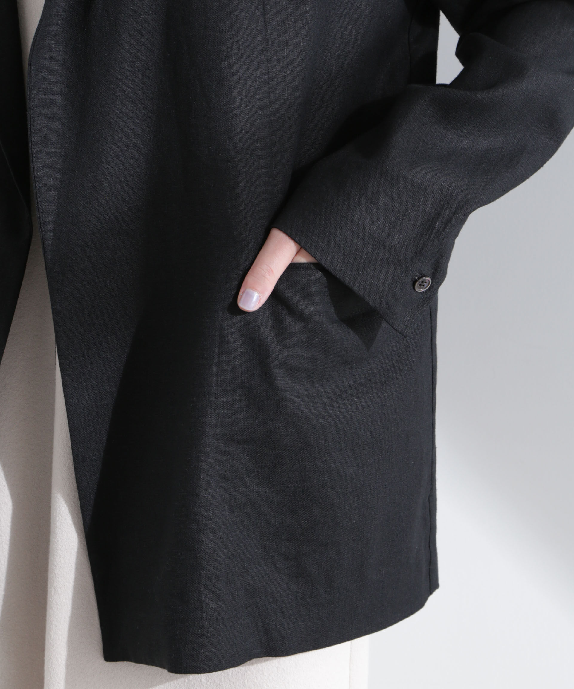 nano･universe「リネン混ボタンレスジャケット(セットアップ可)」|テーラードジャケット|