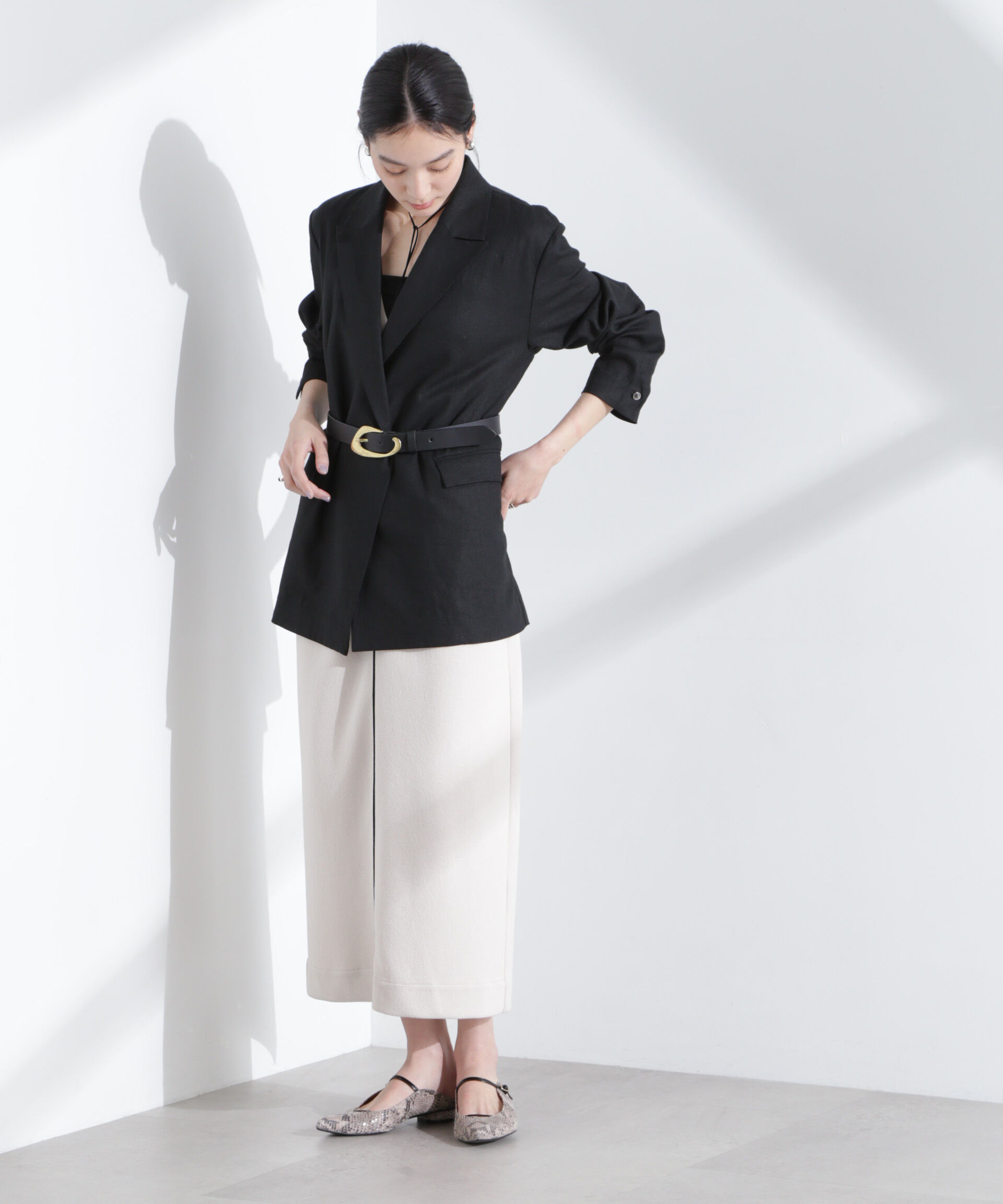 nano･universe「リネン混ボタンレスジャケット(セットアップ可)」|テーラードジャケット|