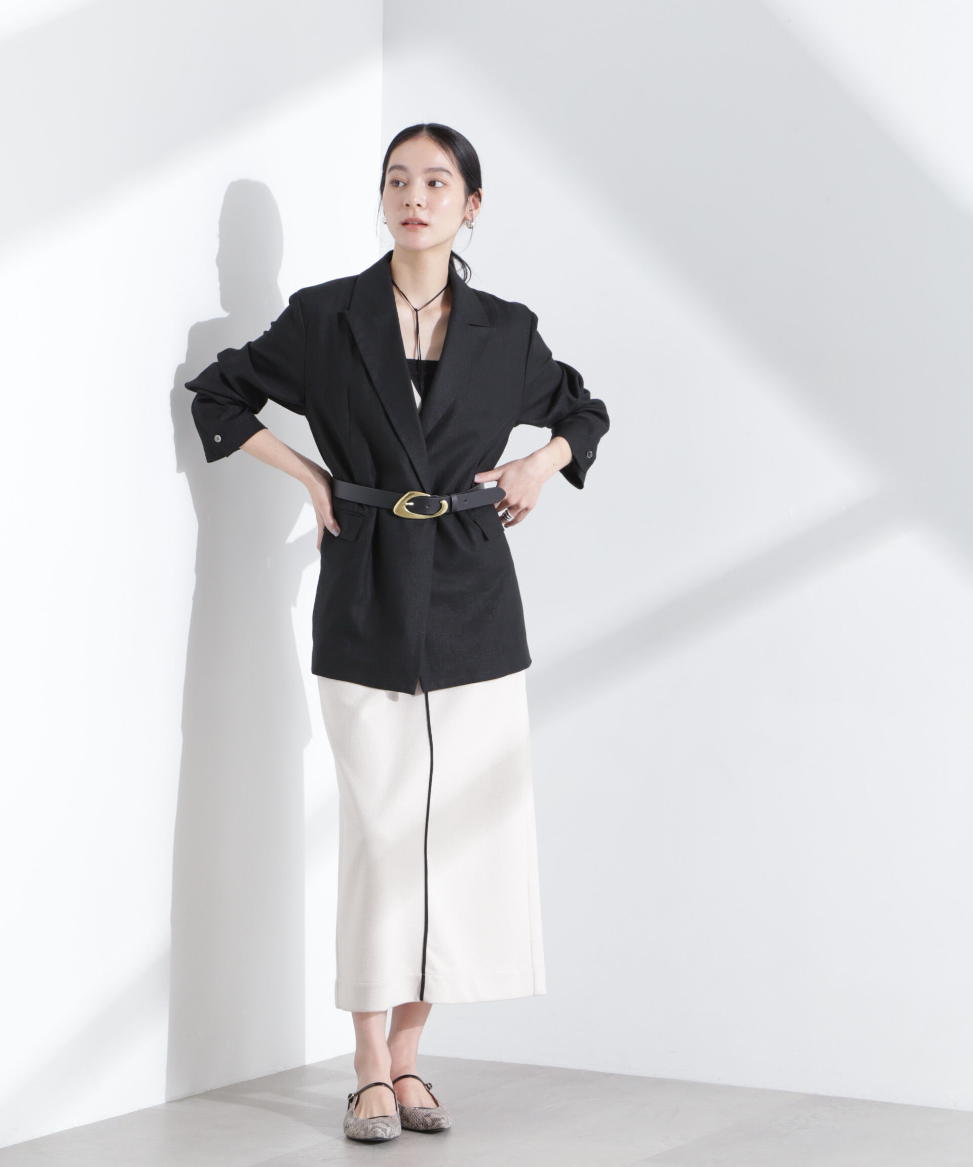 nano･universe「リネン混ボタンレスジャケット(セットアップ可)」|テーラードジャケット|