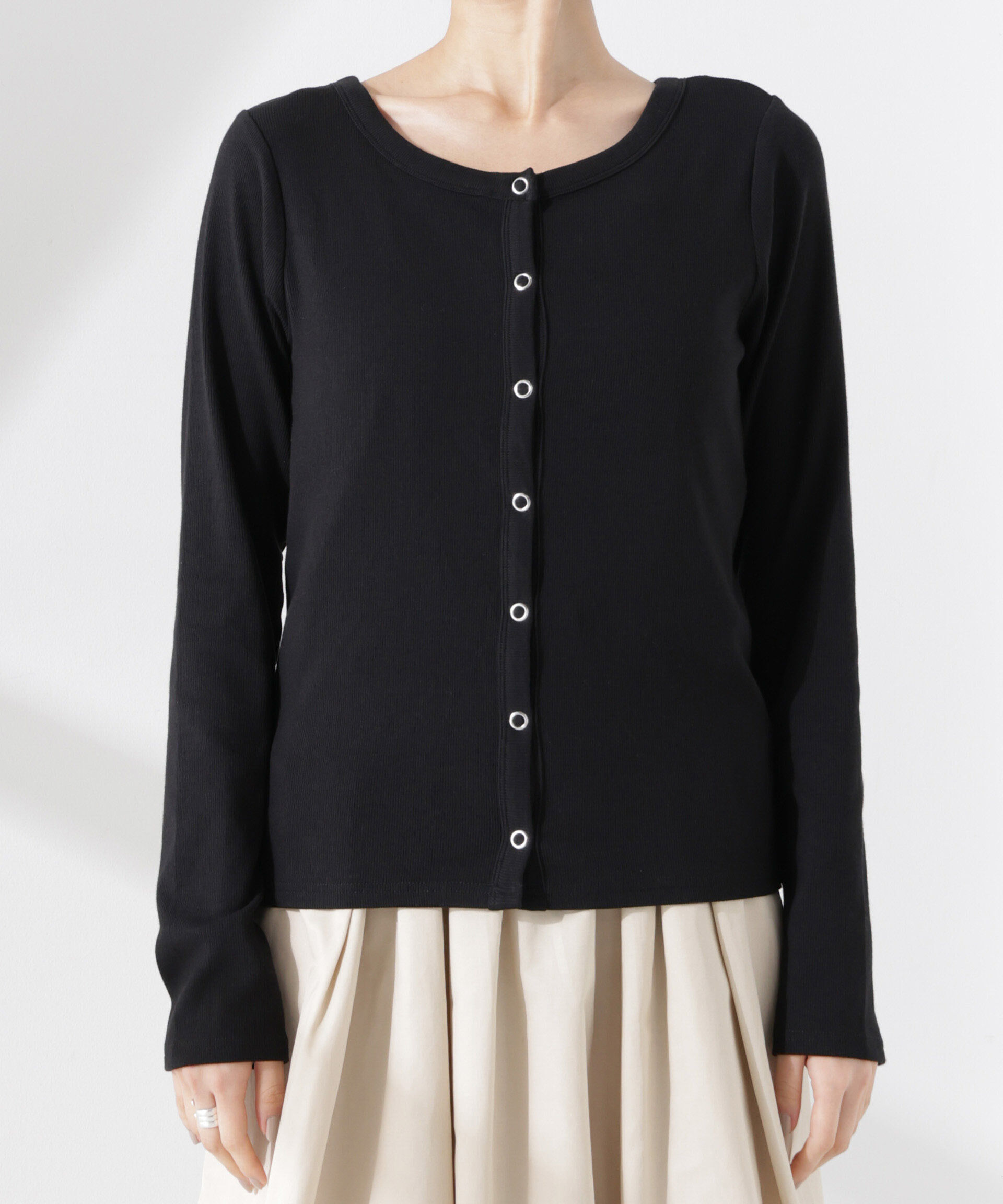 nano･universe「前後2wayクルーネックリブカットカーディガン」|Tシャツ・カットソー|