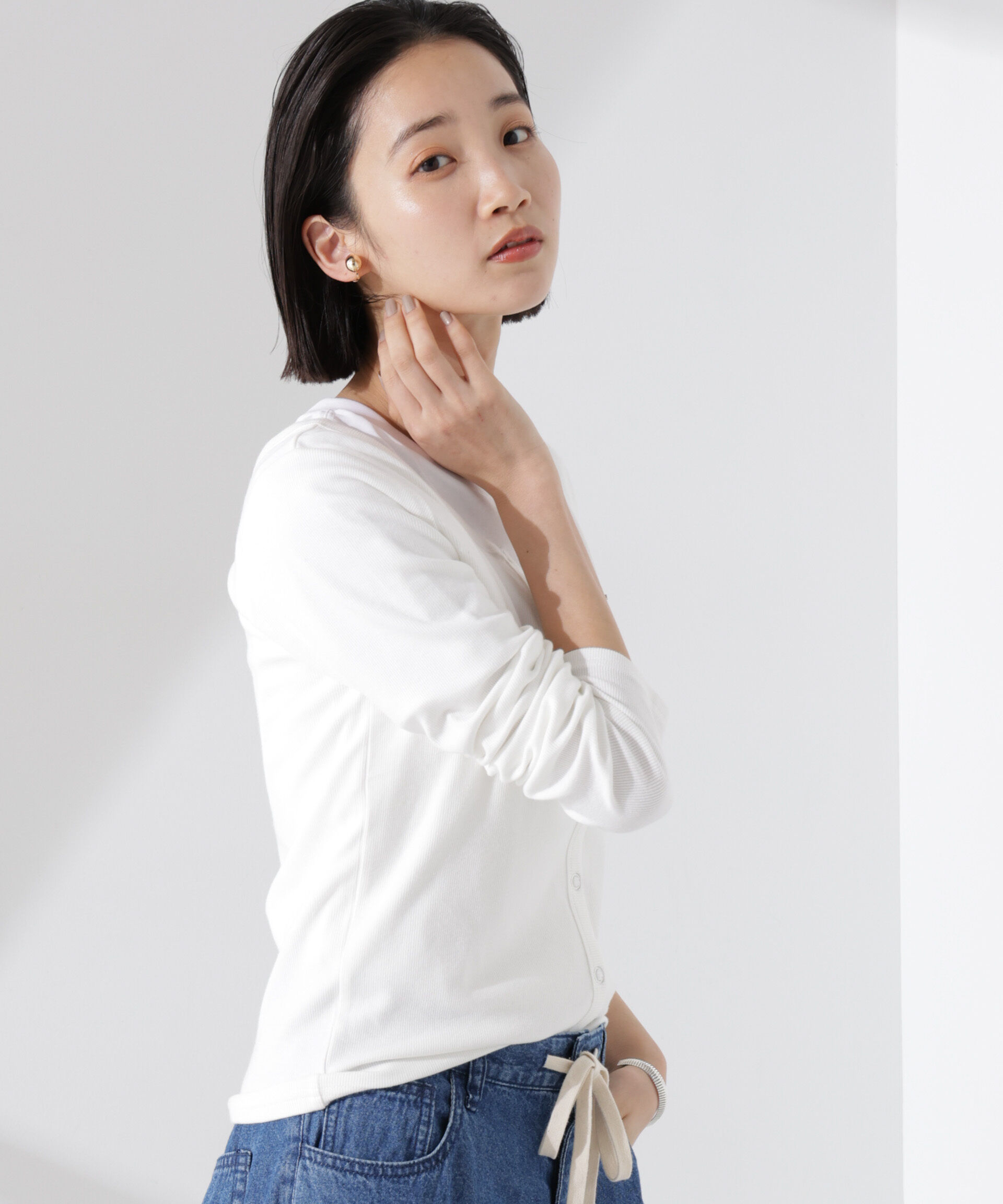 nano･universe「前後2wayクルーネックリブカットカーディガン」|Tシャツ・カットソー|