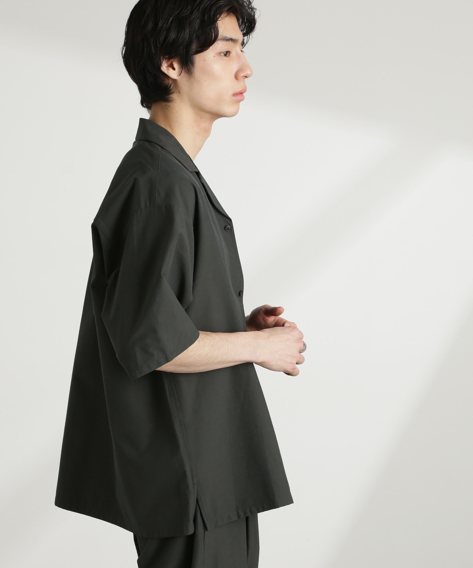 nano･universe「ストレッチワイドオープンカラーシャツ 半袖(セットアップ可)」|シャツ・ブラウス|