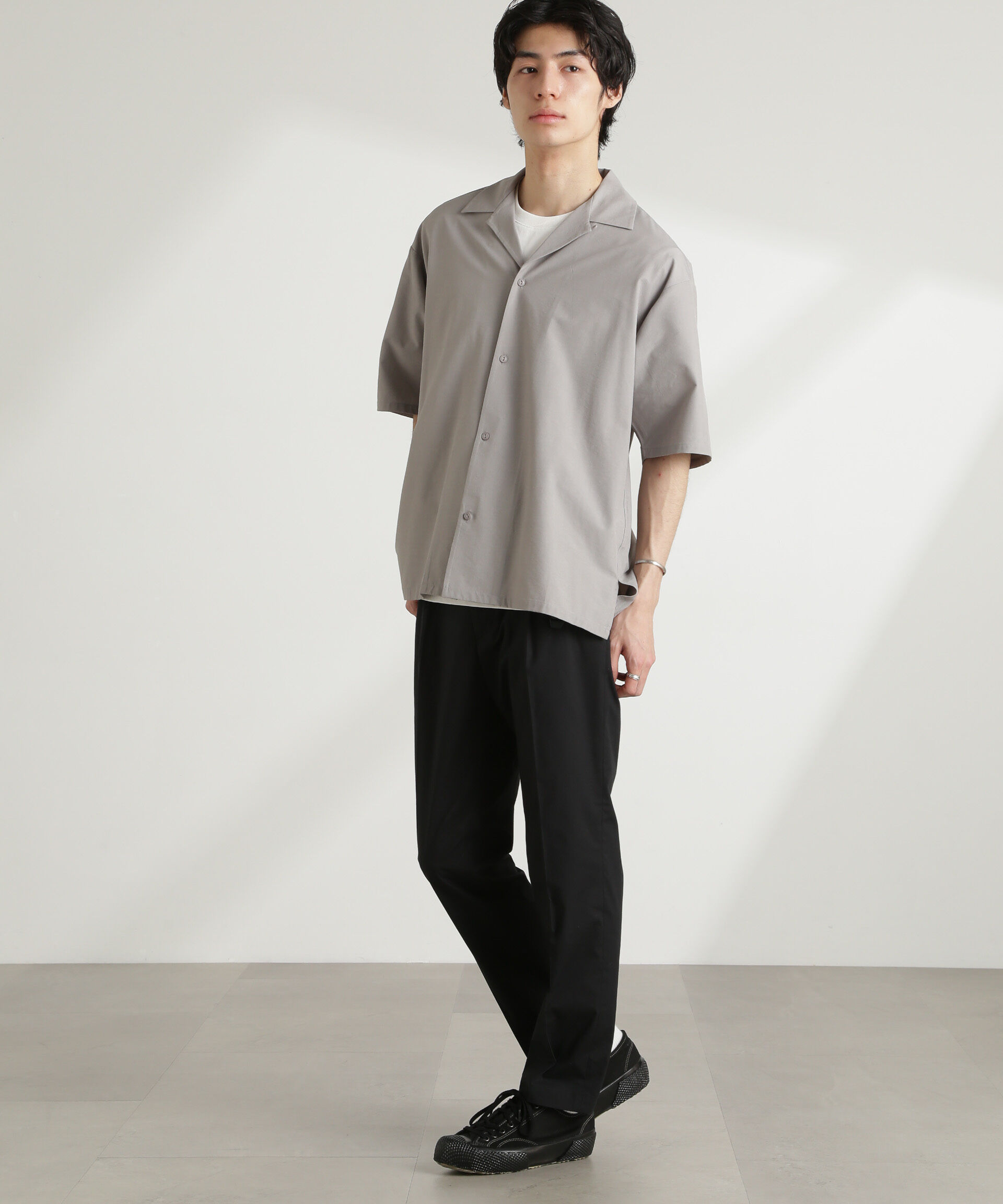 nano･universe「ストレッチワイドオープンカラーシャツ 半袖(セットアップ可)」|シャツ・ブラウス|