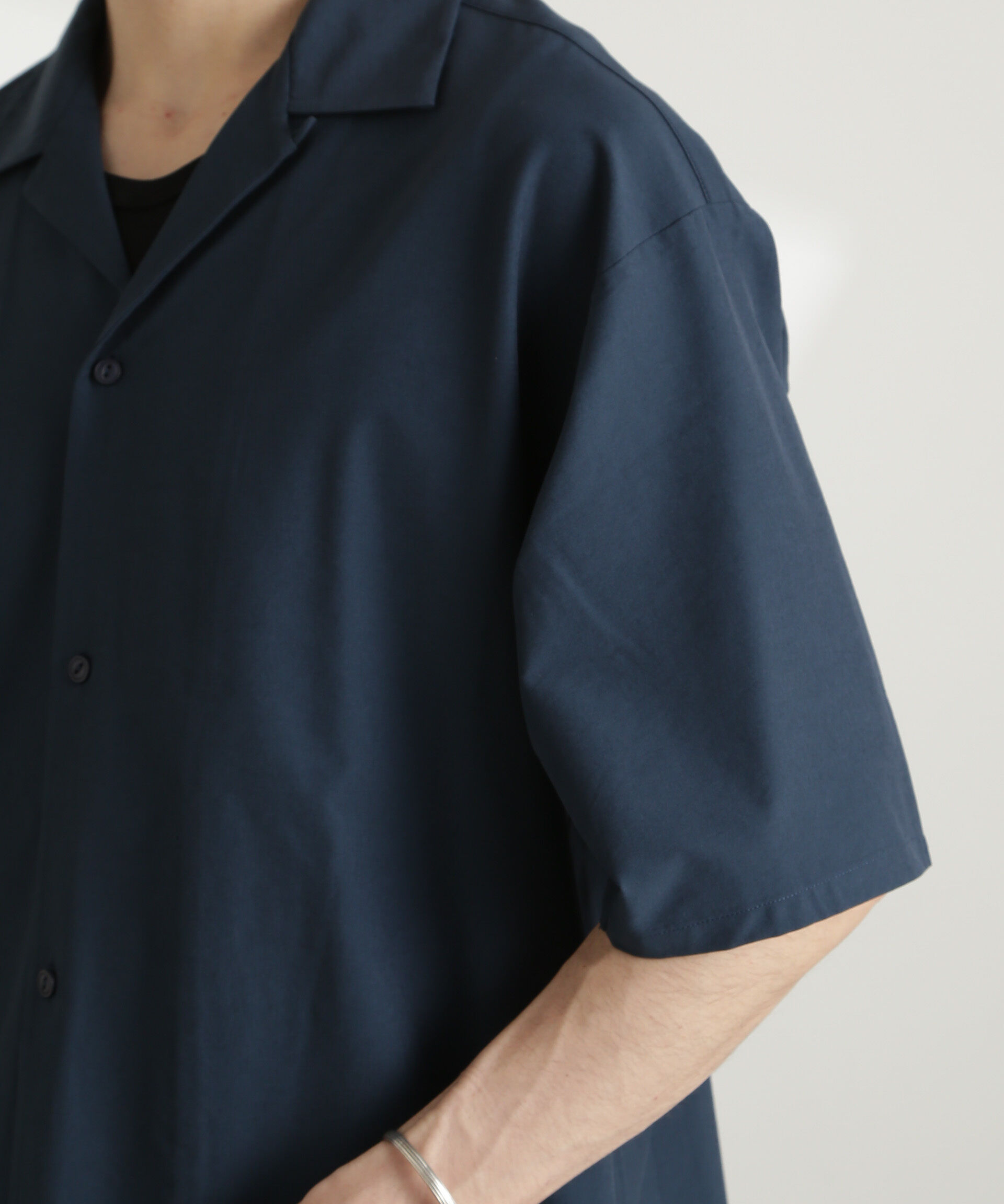 nano･universe「ストレッチワイドオープンカラーシャツ 半袖(セットアップ可)」|シャツ・ブラウス|