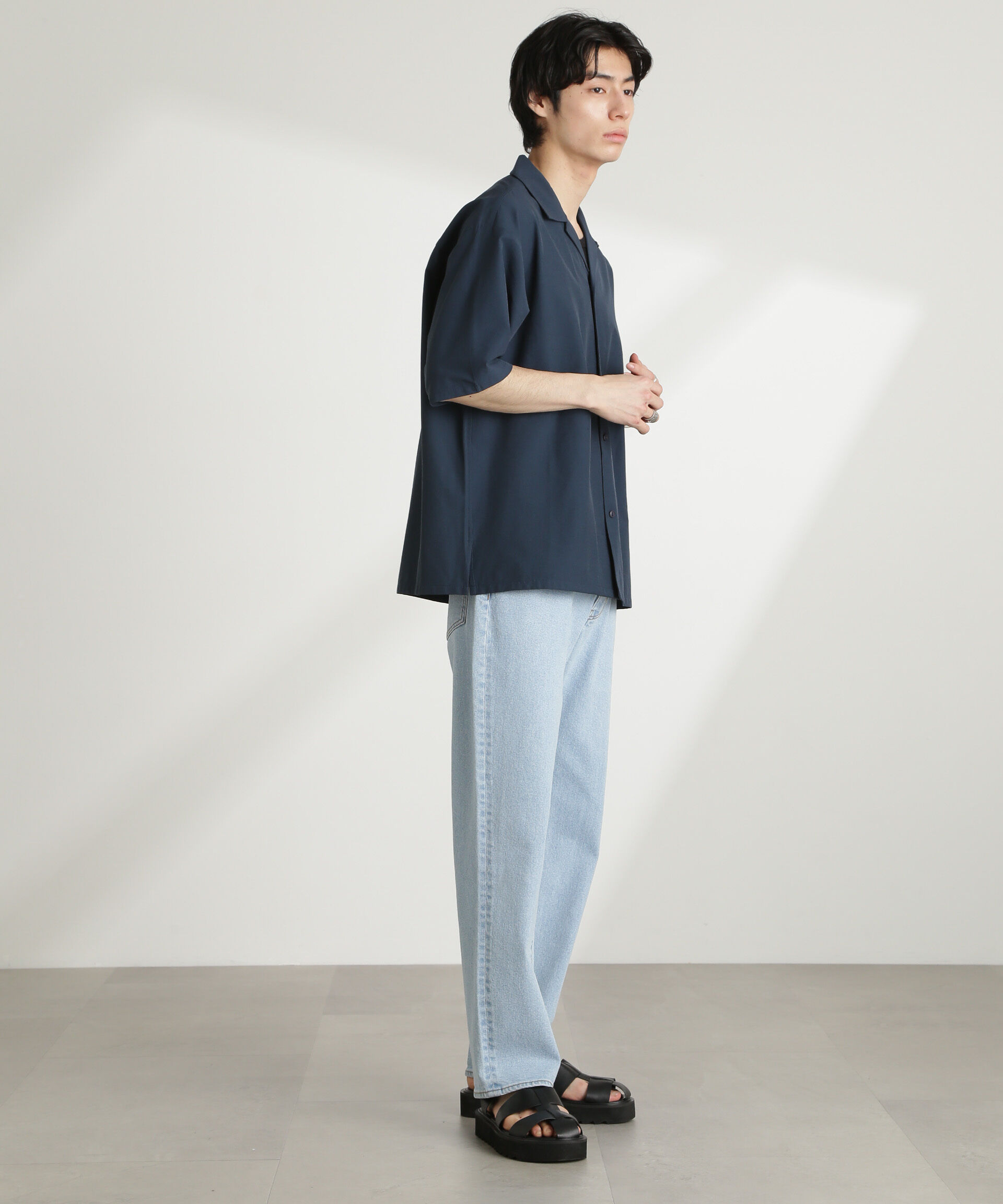 nano･universe「ストレッチワイドオープンカラーシャツ 半袖(セットアップ可)」|シャツ・ブラウス|