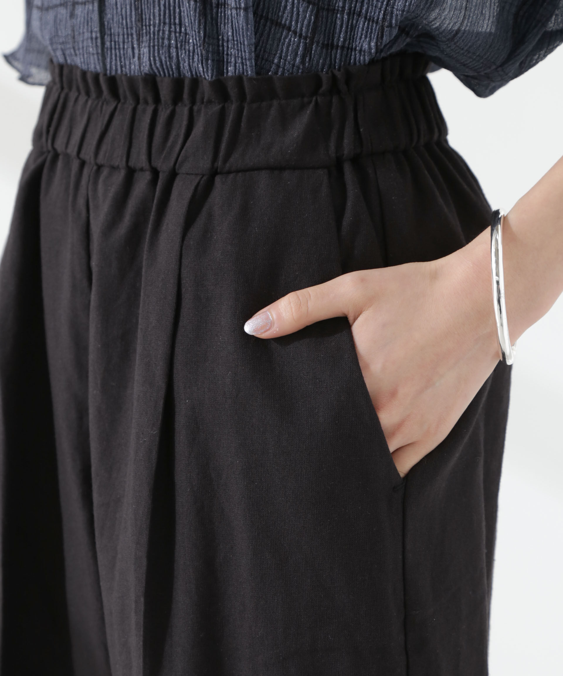 nano･universe「綿麻COOLMAXイージタックパンツ(セットアップ可)」|チノ|