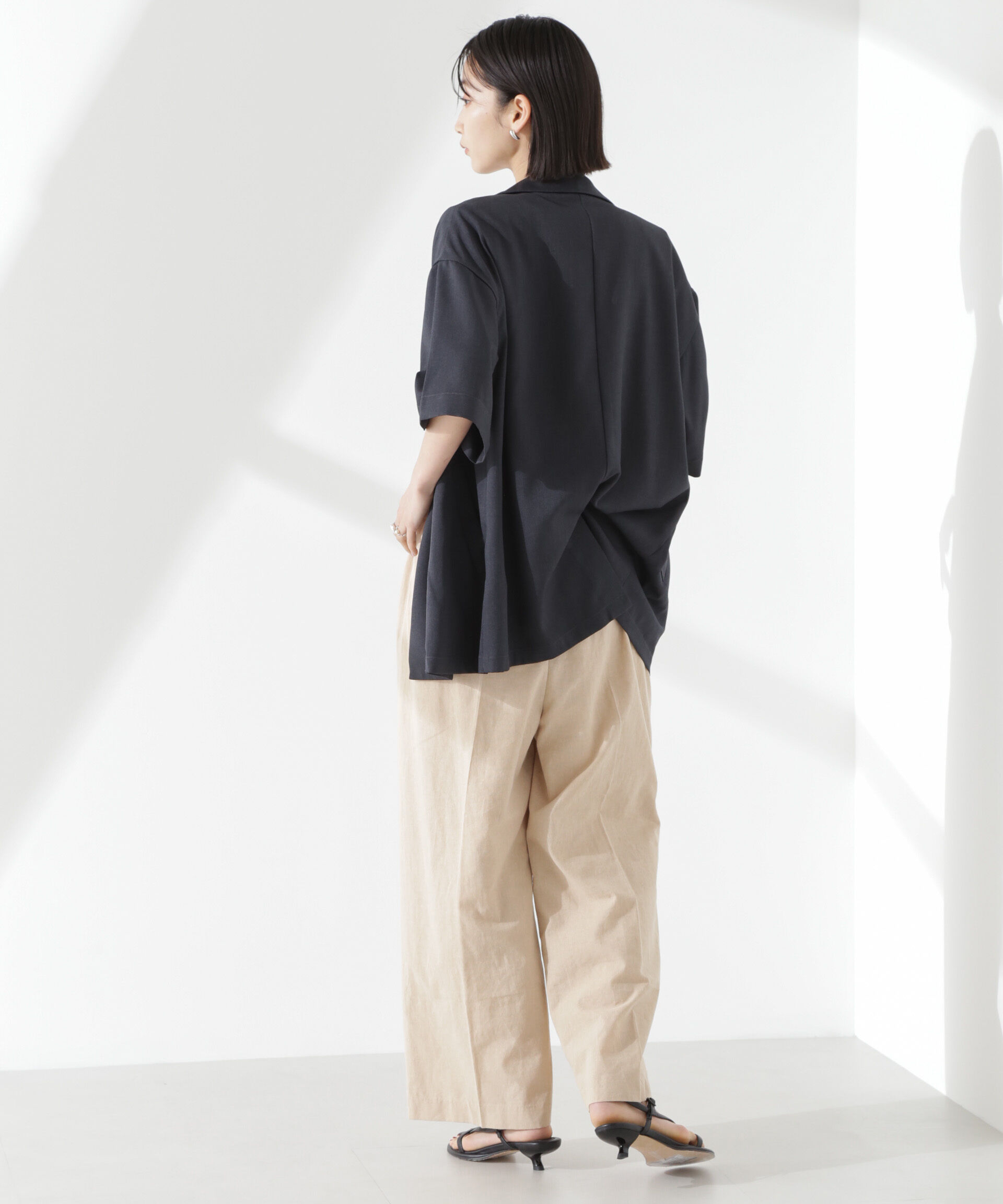 nano･universe「綿麻COOLMAXイージタックパンツ(セットアップ可)」|チノ|