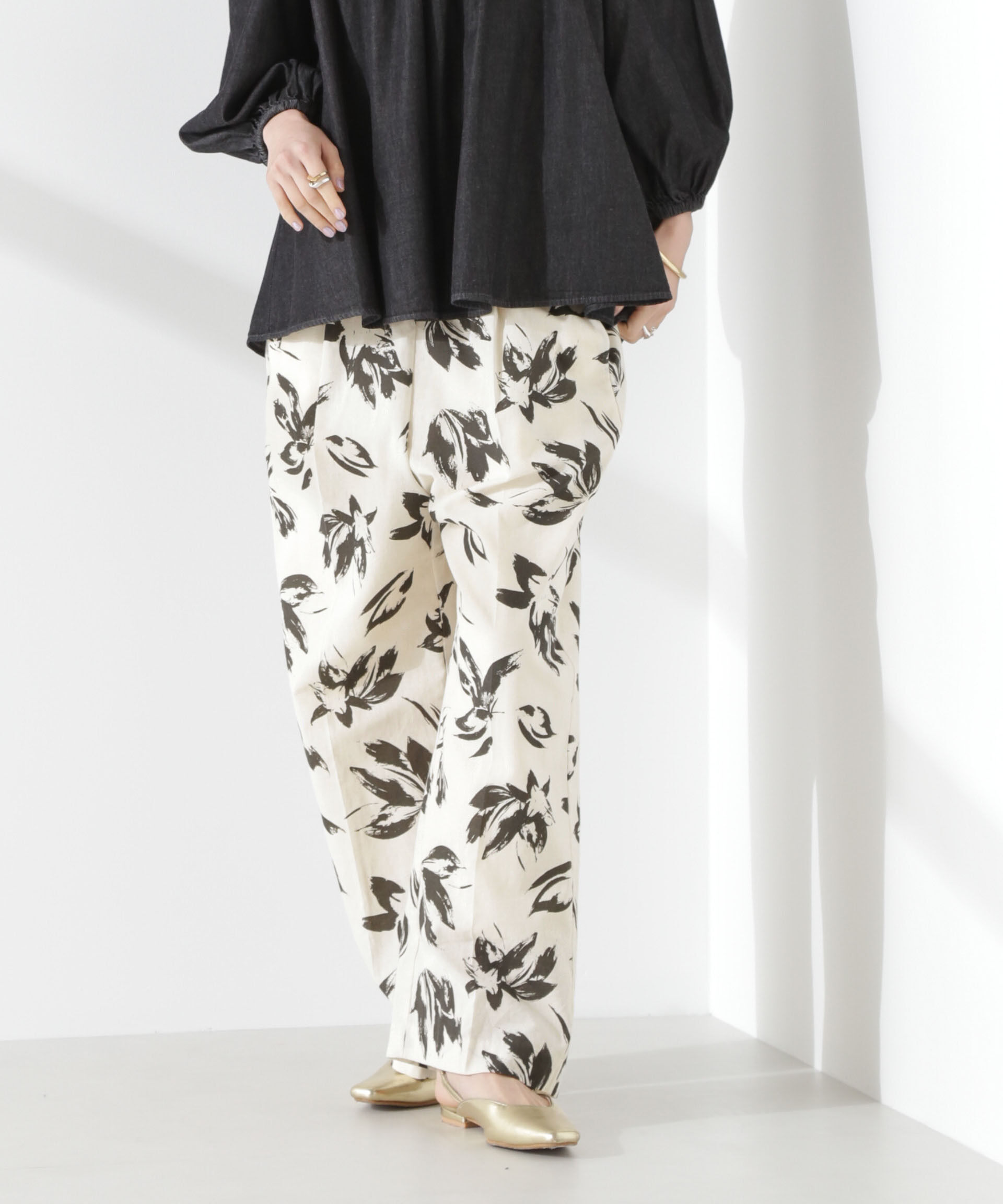 nano･universe「綿麻COOLMAXイージタックパンツ(セットアップ可)」|チノ|