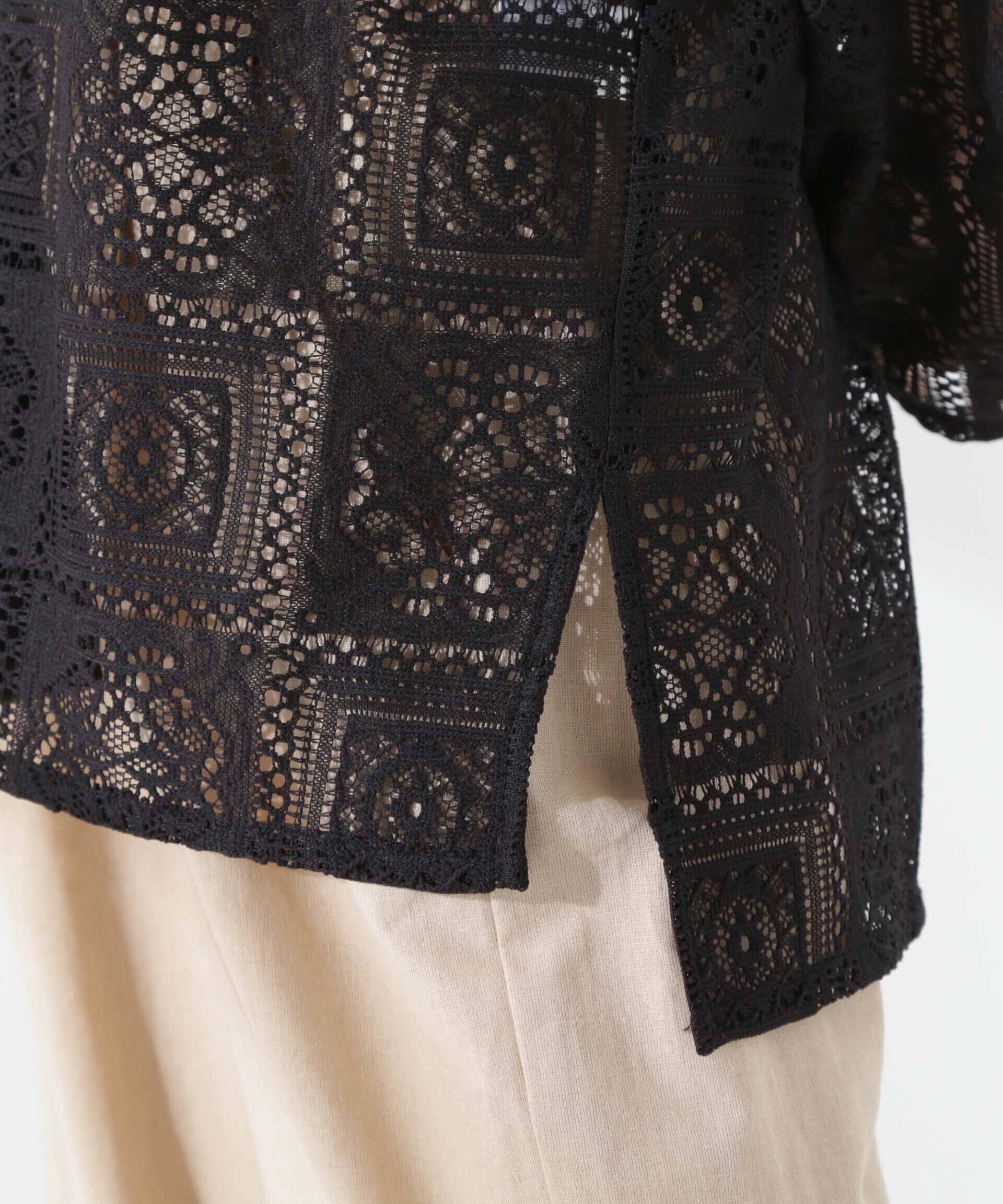 nano･universe「バンドカラーレースシャツ (セットアップ可)」|シャツ・ブラウス|