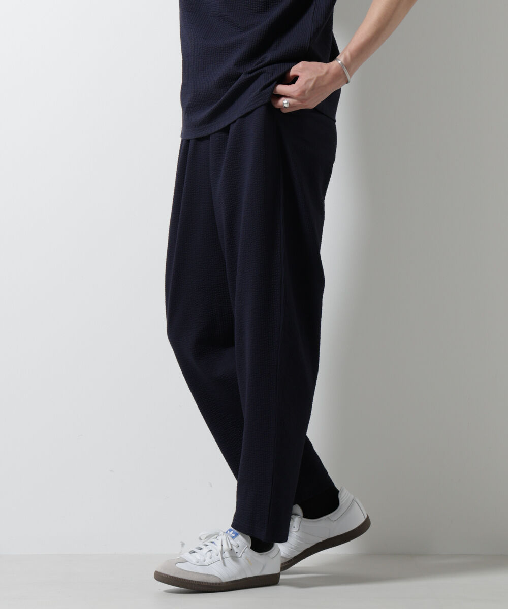nano･universe「ジャージーサッカーワイドテーパードパンツ」|チノ|
