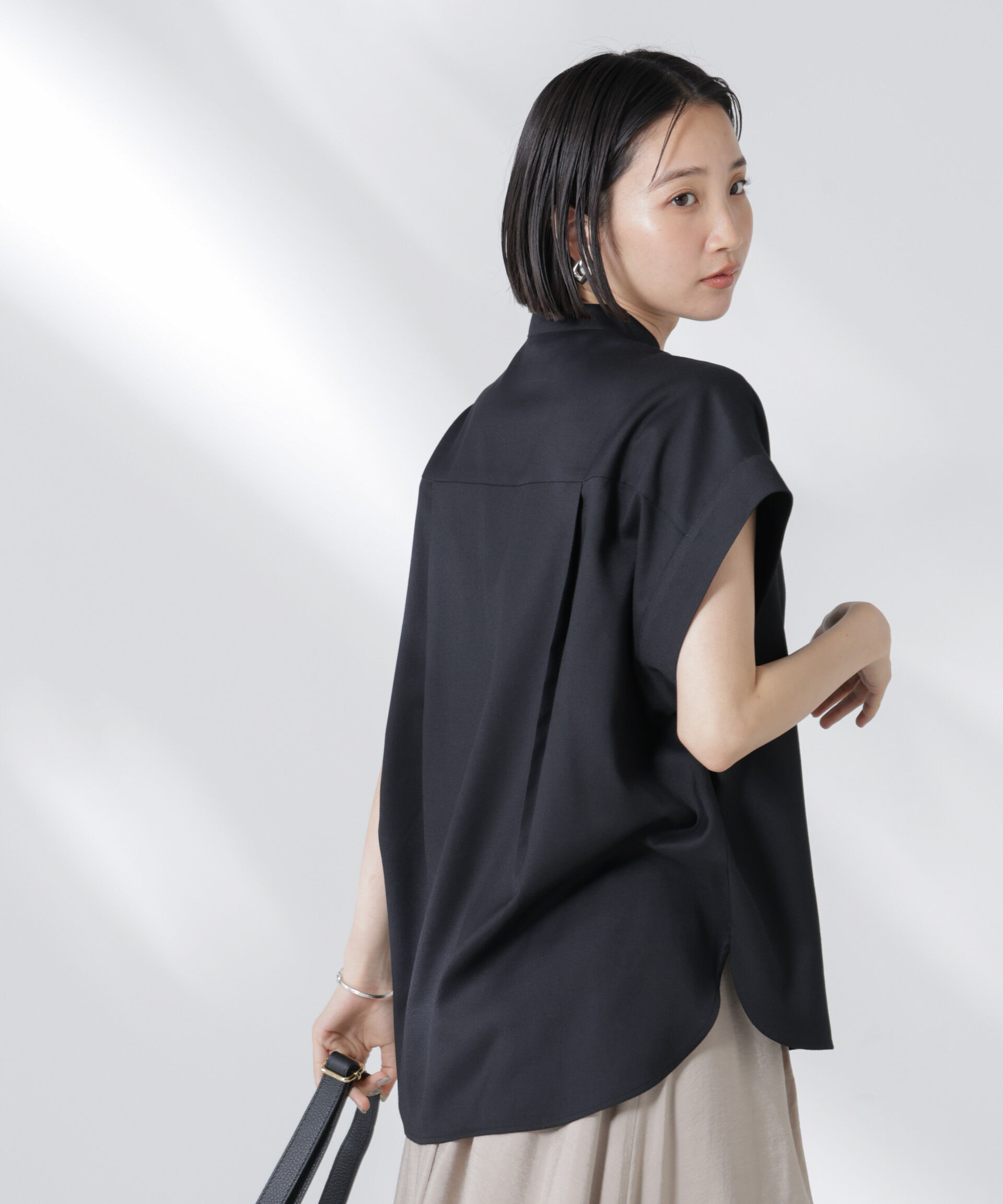 nano･universe「バンドカラーノースリーブシャツ(セットアップ可)」|シャツ・ブラウス|