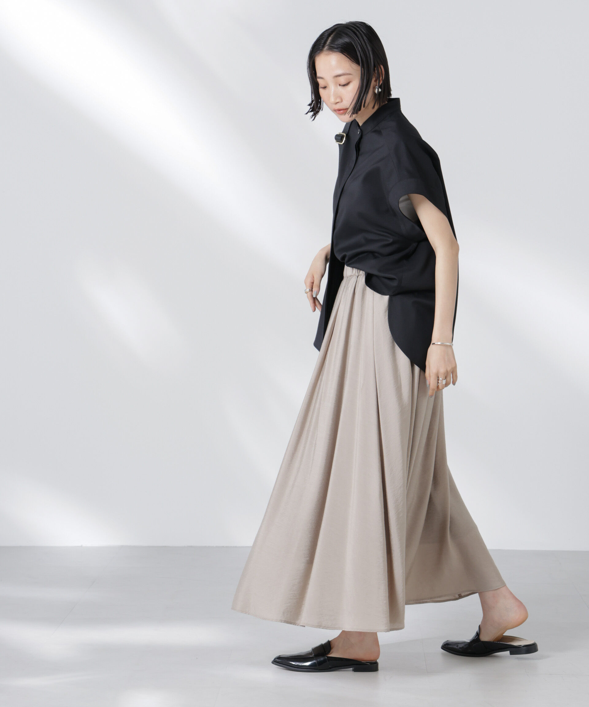 nano･universe「バンドカラーノースリーブシャツ(セットアップ可)」|シャツ・ブラウス|