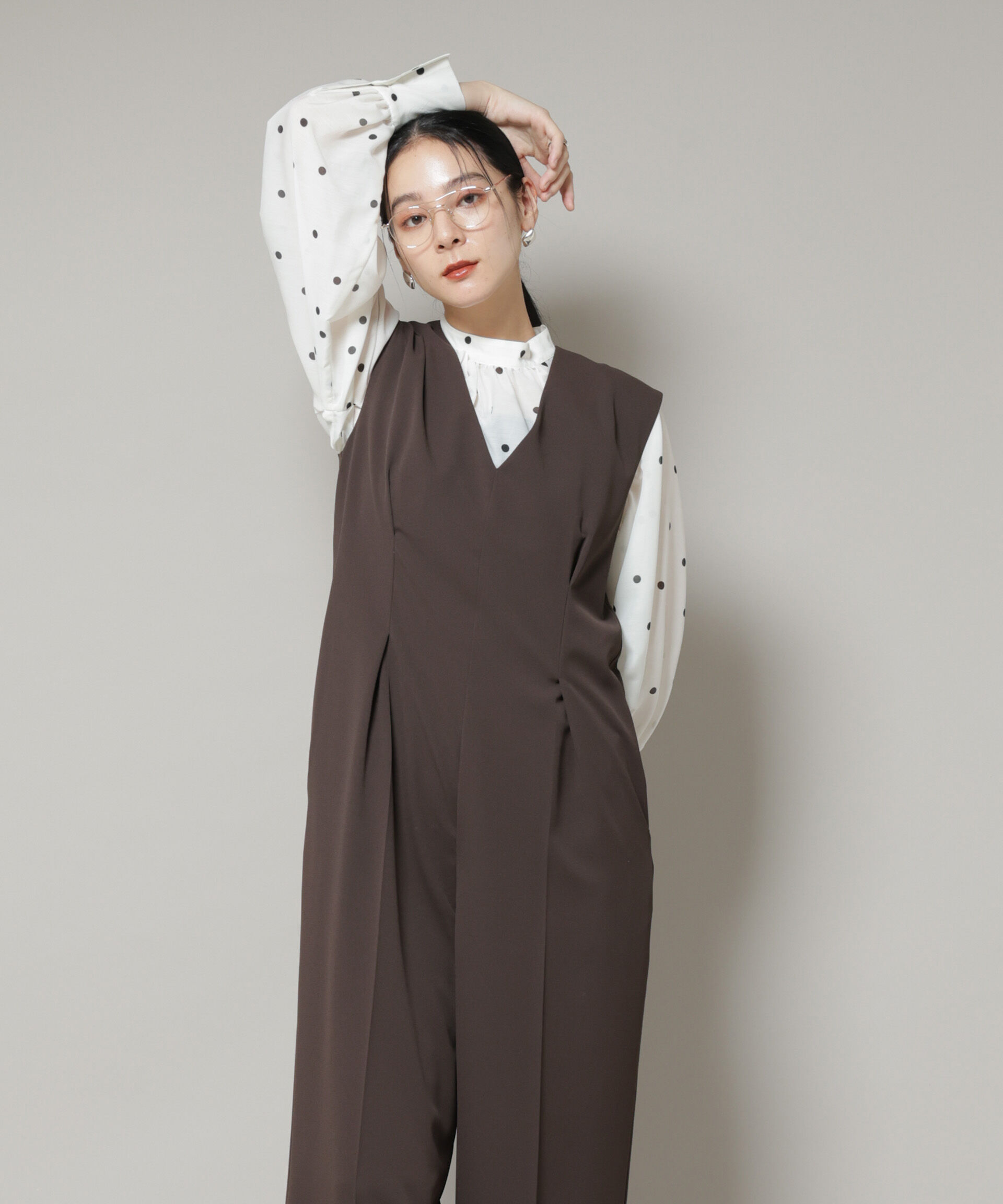 nano･universe「Vネックオールインワン」|ワンピース|