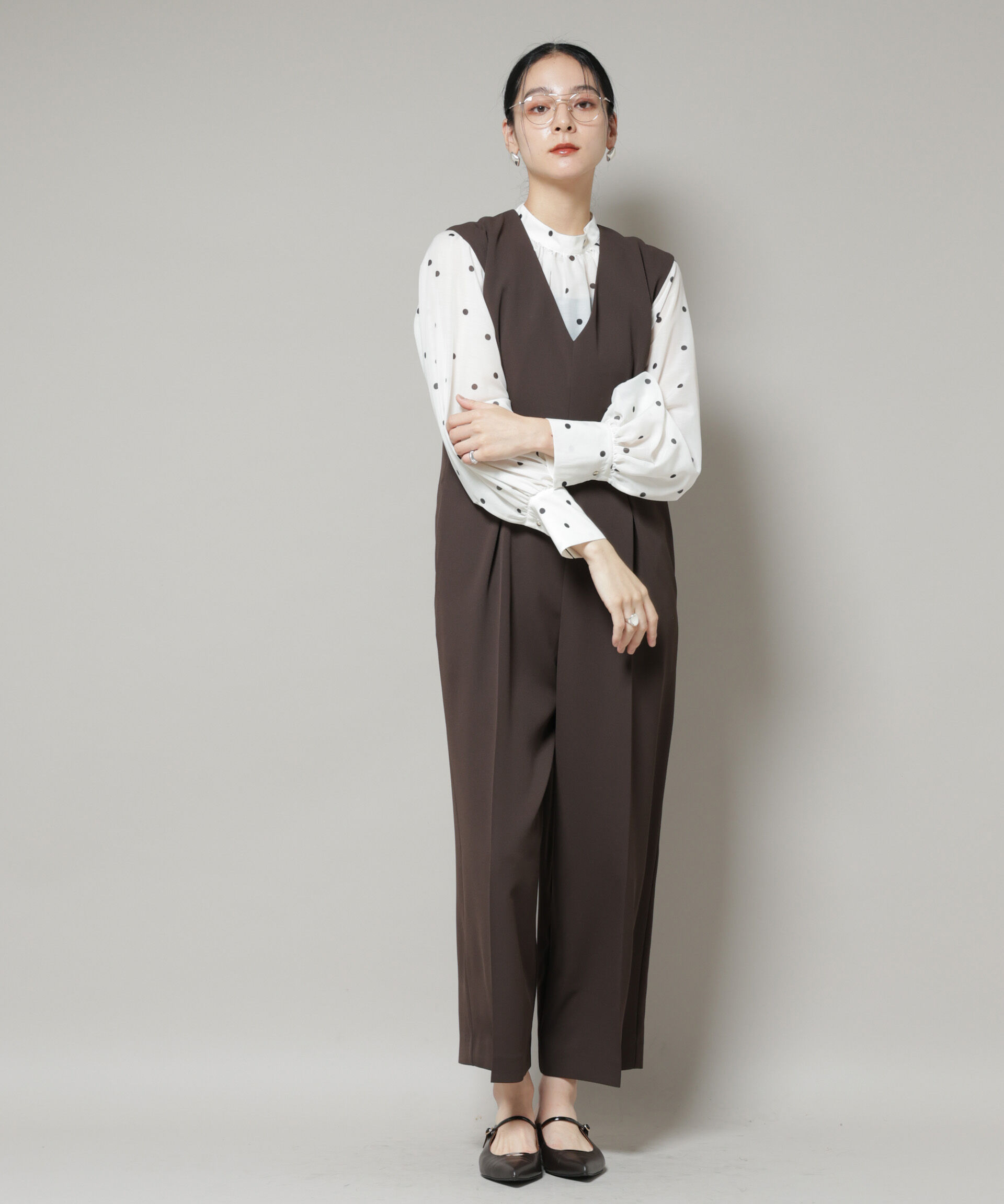 nano･universe「Vネックオールインワン」|ワンピース|