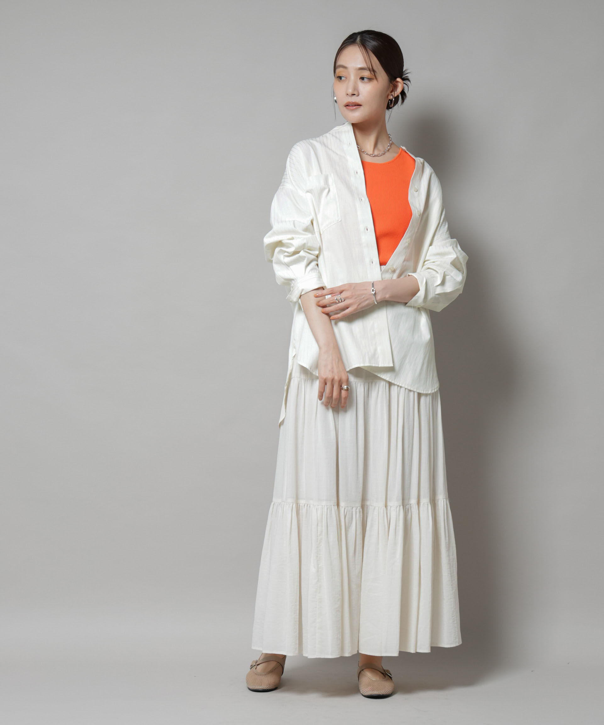 nano･universe「スタンドカラーストライプシャツ」|シャツ・ブラウス|