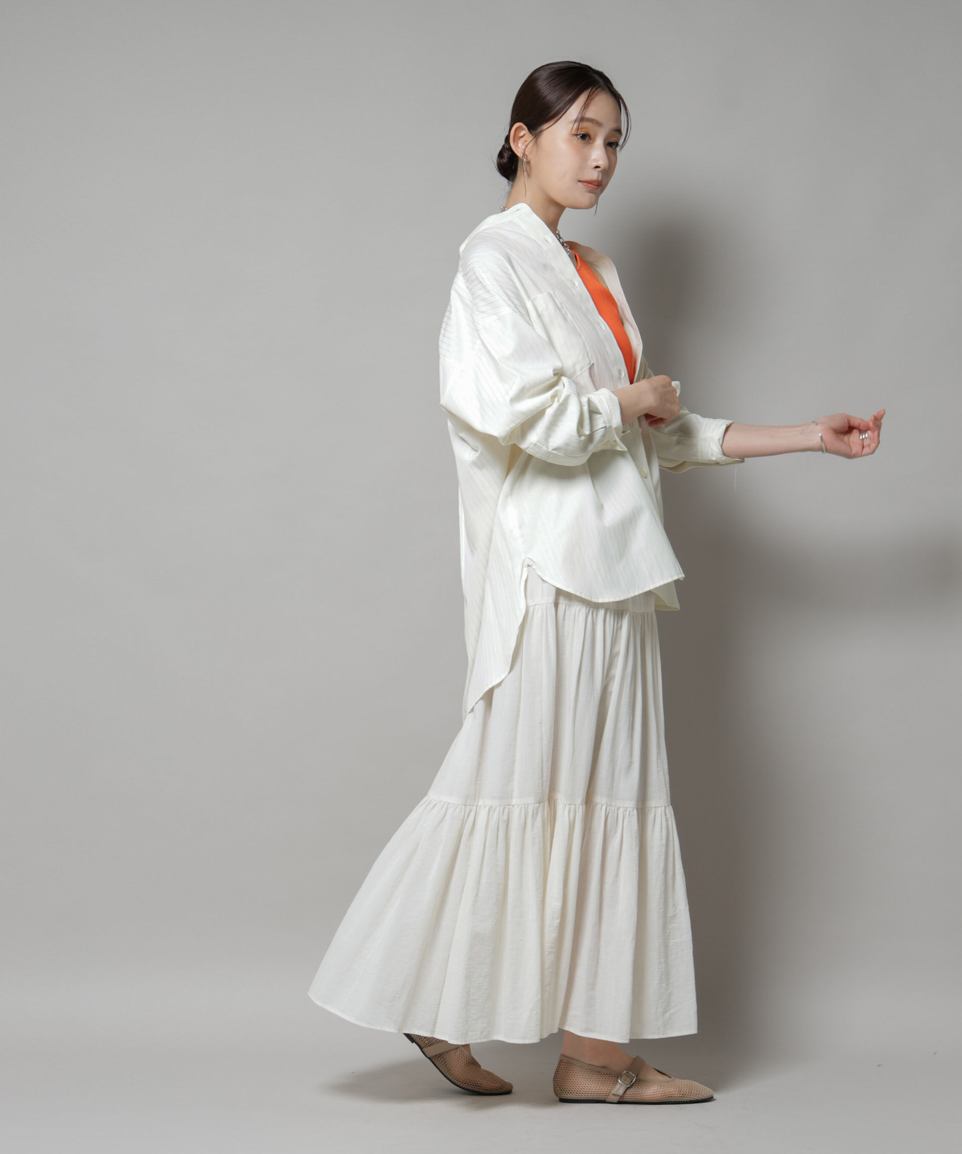 nano･universe「スタンドカラーストライプシャツ」|シャツ・ブラウス|