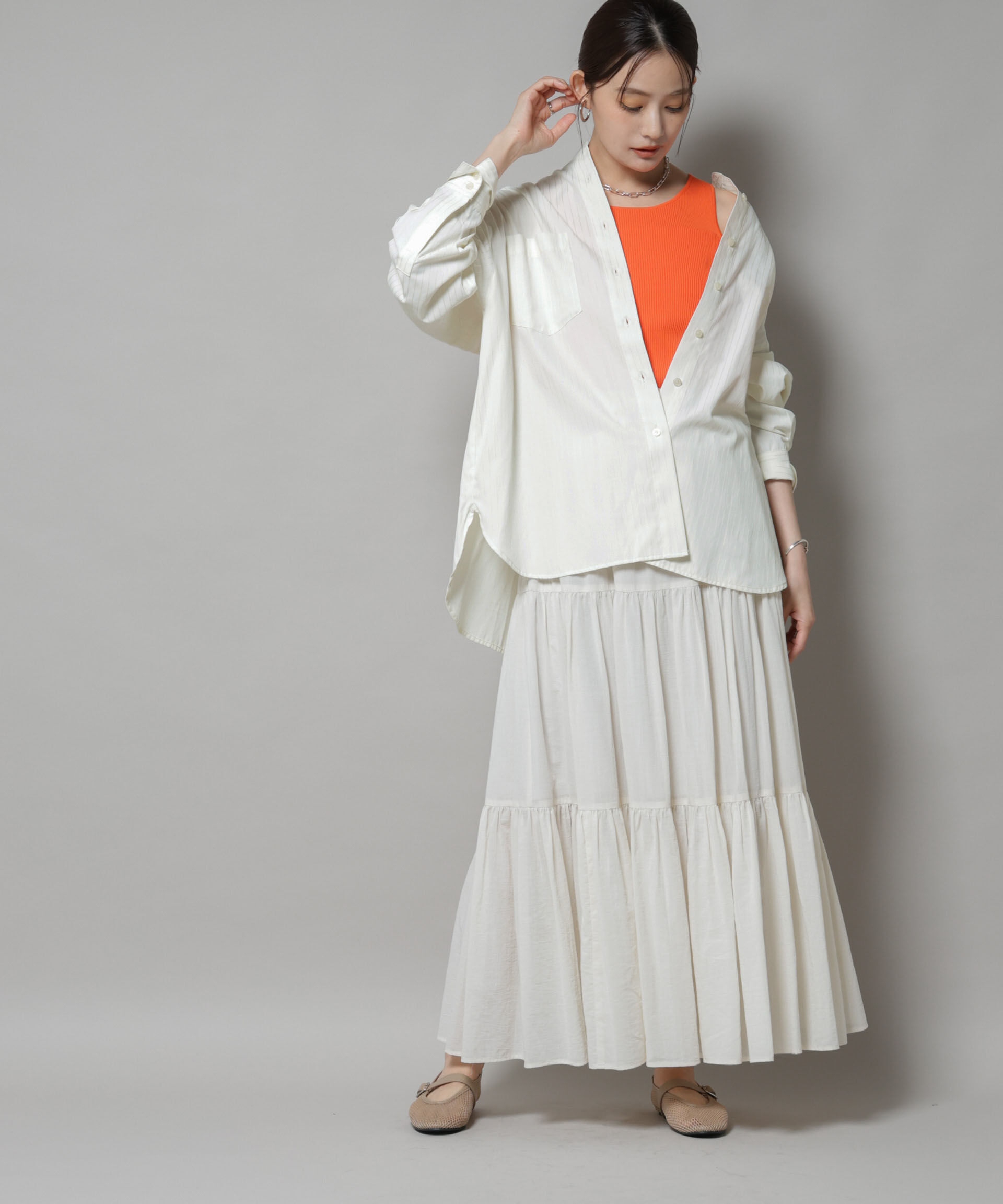 nano･universe「スタンドカラーストライプシャツ」|シャツ・ブラウス|