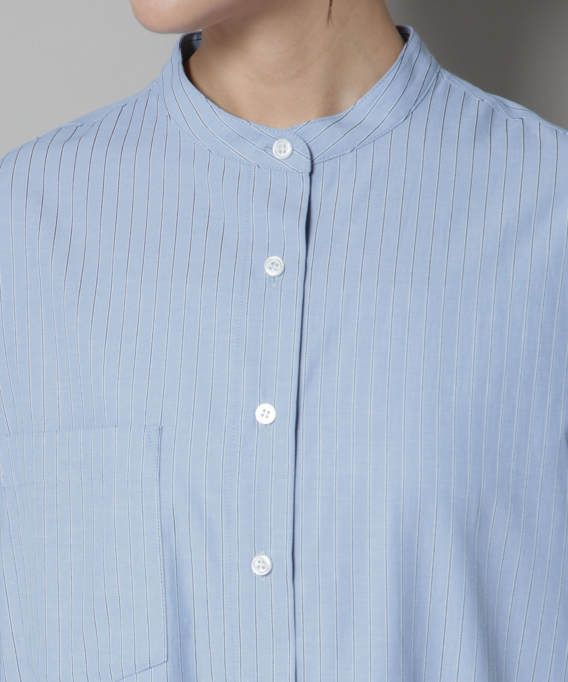 nano･universe「スタンドカラーストライプシャツ」|シャツ・ブラウス|