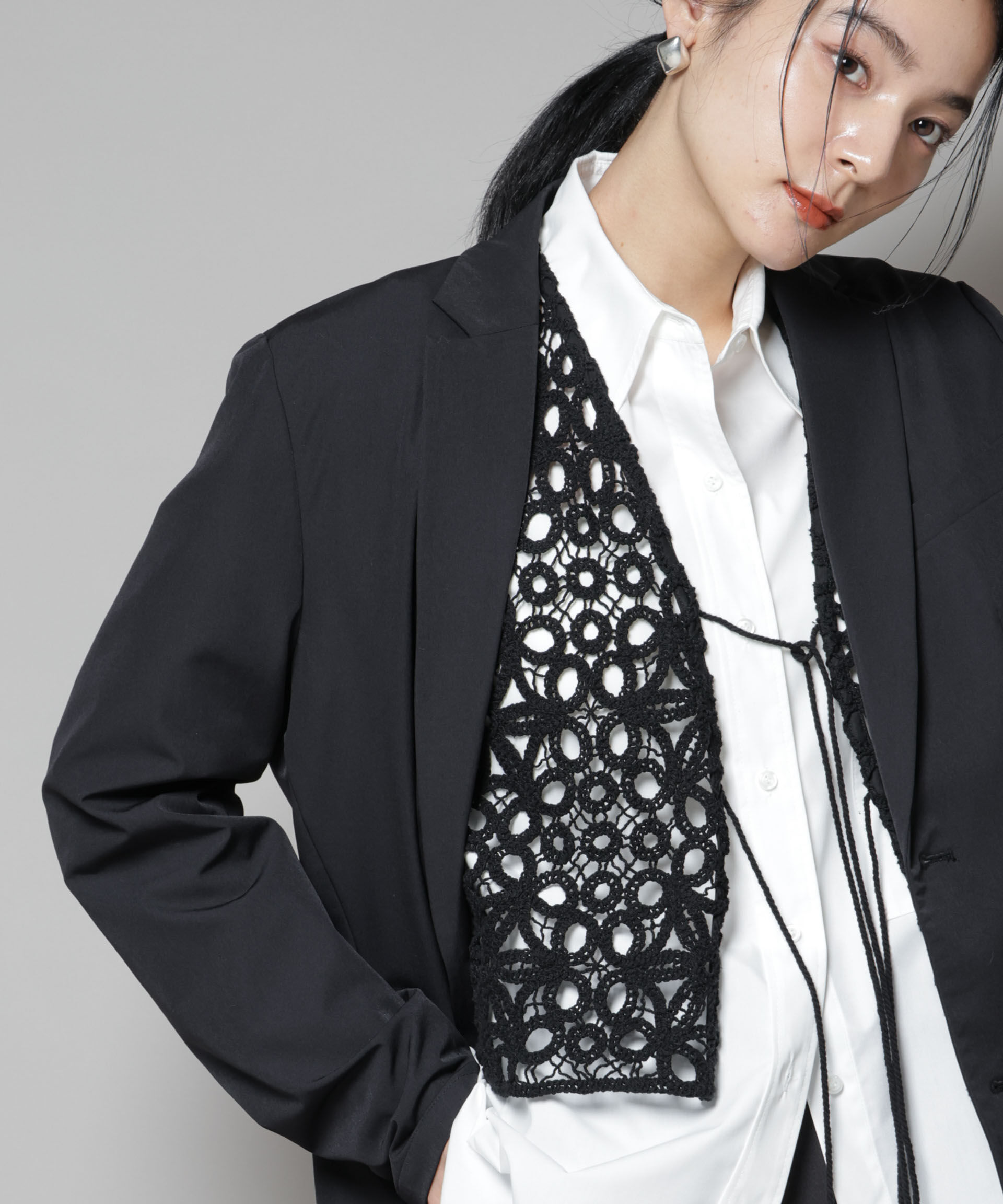 nano･universe「コットンコードレースジャケット」|テーラードジャケット|ブラック