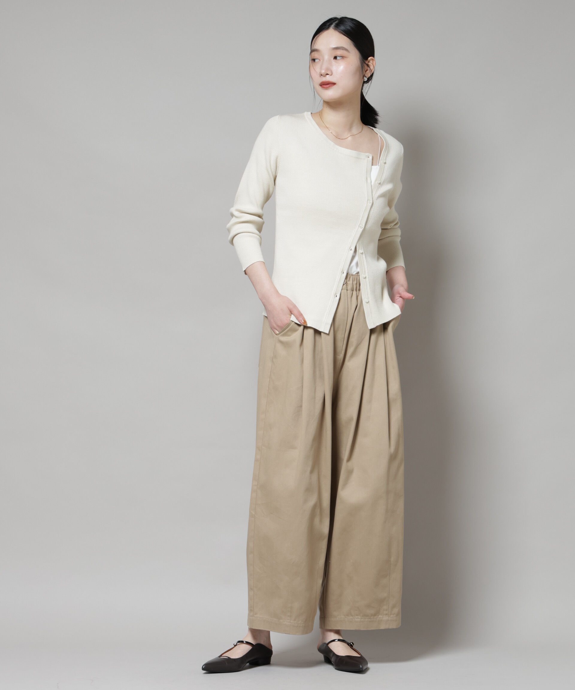 nano･universe「アシメネックデサインリブニットトップス」|ニット・セーター|