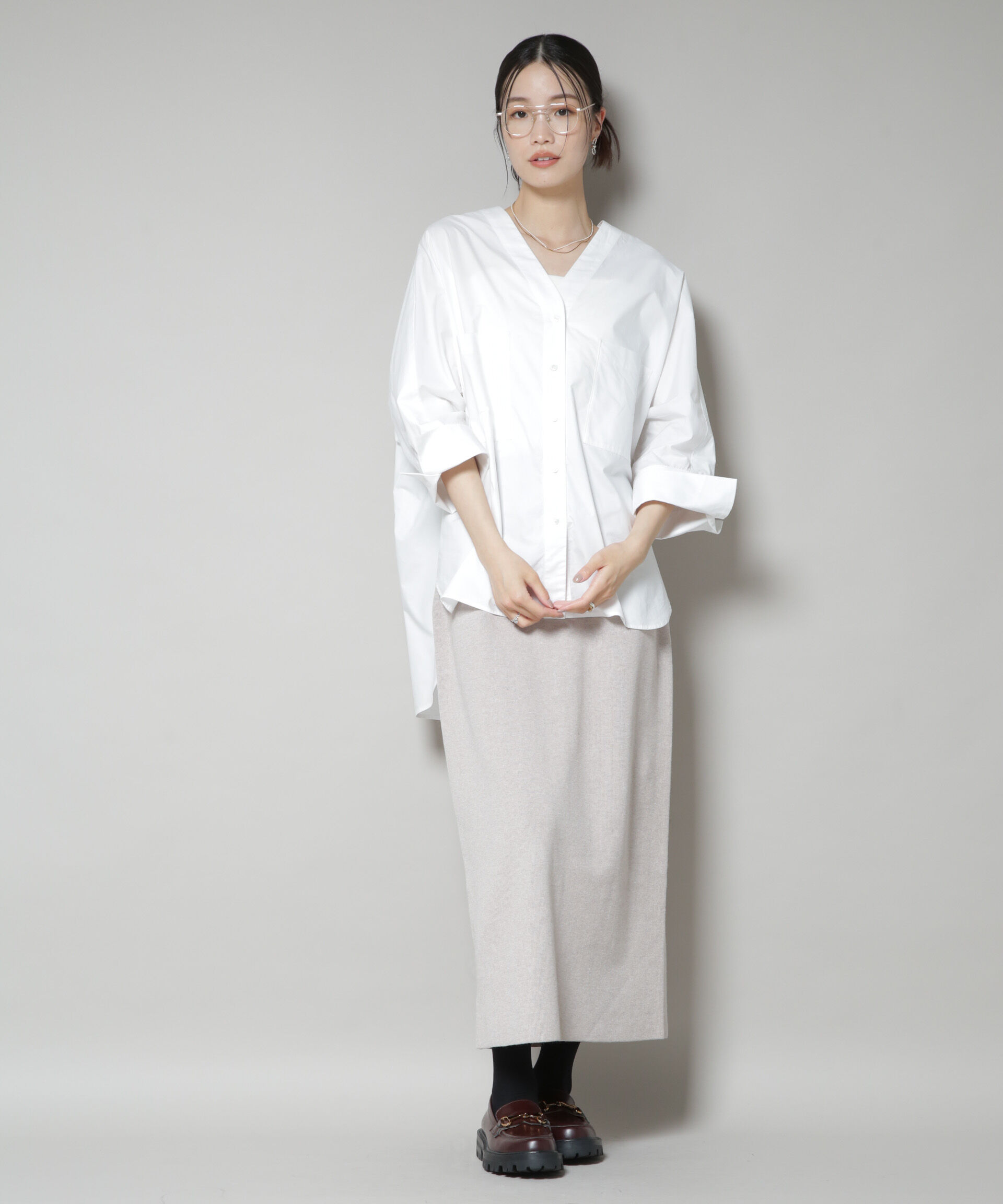 nano･universe「毛玉抑制総針スカート(セットアップ可)」|スカート|