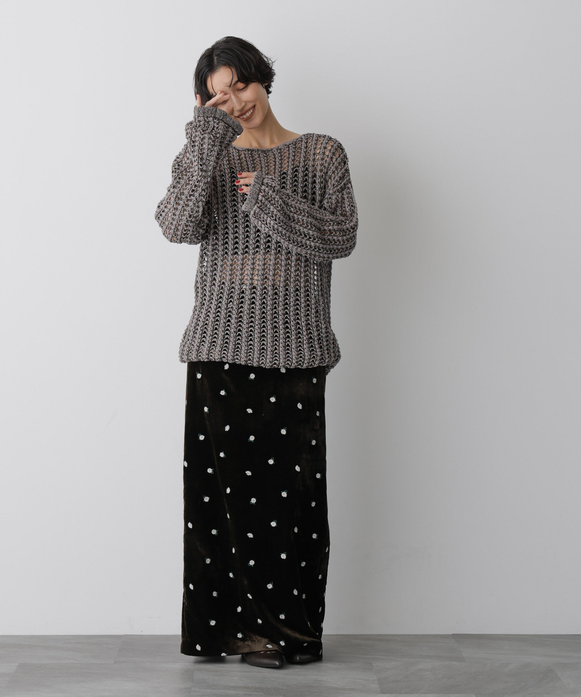 nano･universe「「STEVELOUR」シャイニーレースニットトップス」|ニット・セーター|