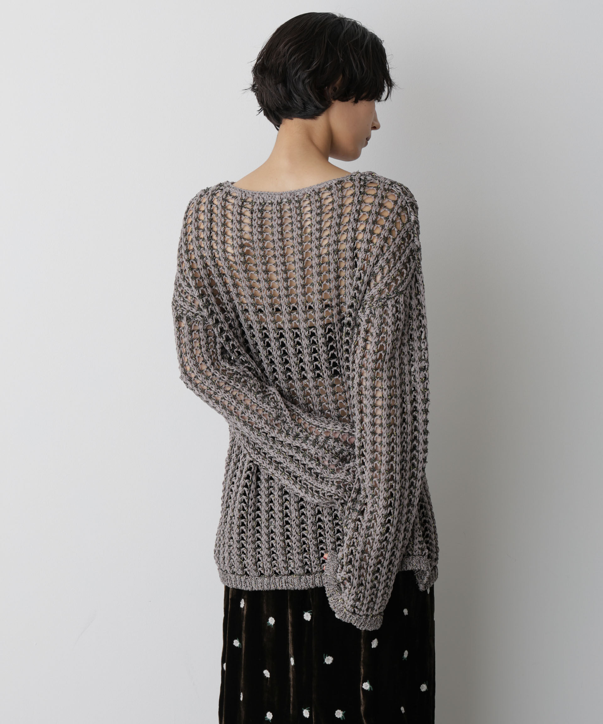 nano･universe「「STEVELOUR」シャイニーレースニットトップス」|ニット・セーター|