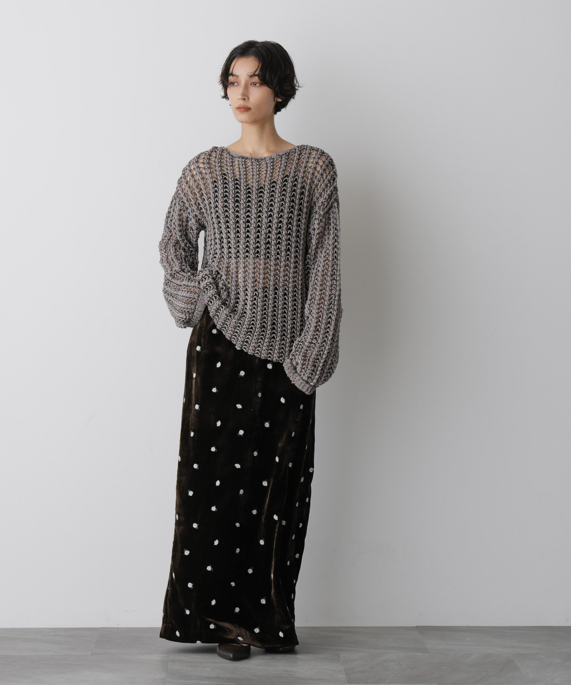 nano･universe「「STEVELOUR」シャイニーレースニットトップス」|ニット・セーター|