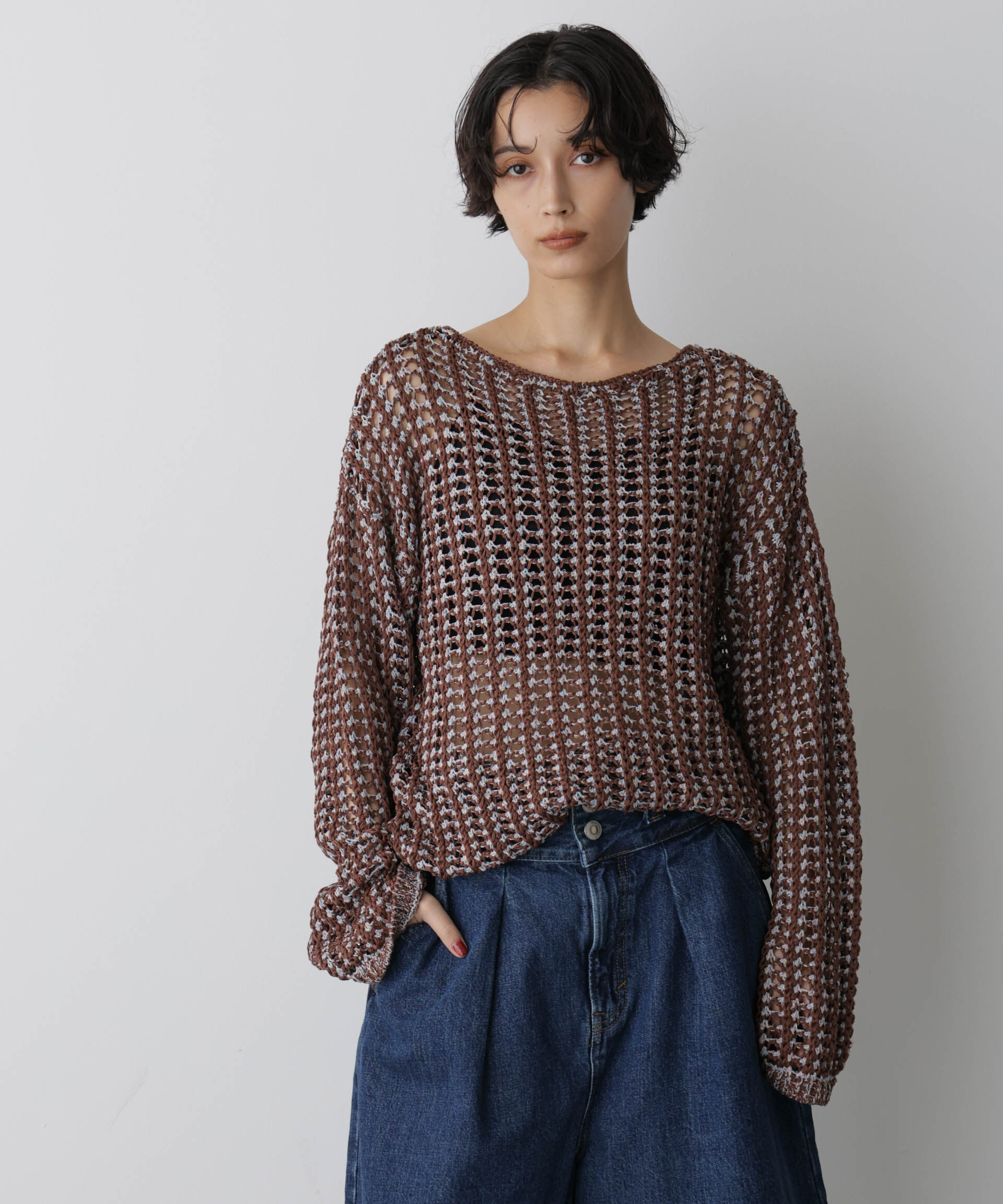 nano･universe「「STEVELOUR」シャイニーレースニットトップス」|ニット・セーター|