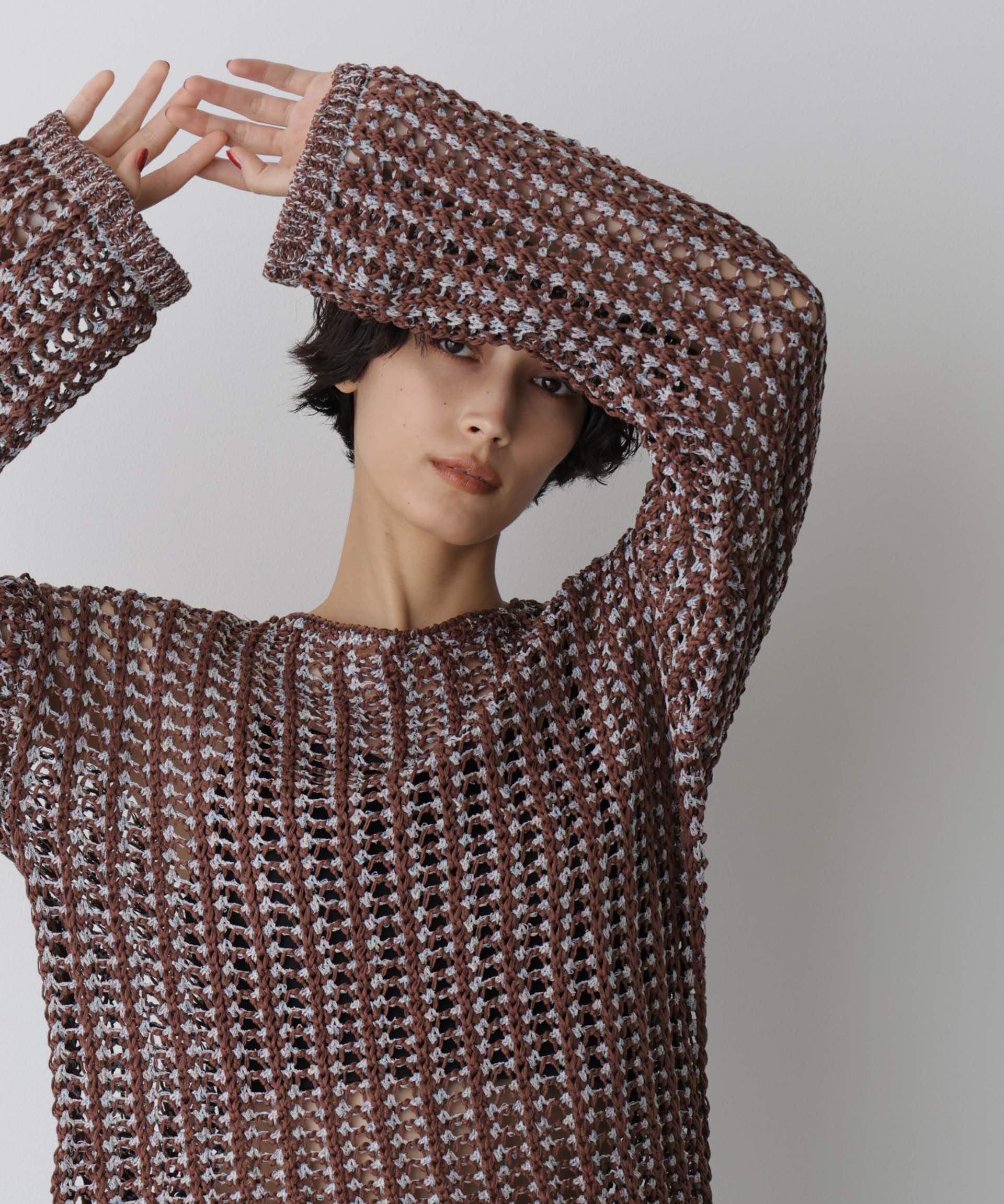 nano･universe「「STEVELOUR」シャイニーレースニットトップス」|ニット・セーター|