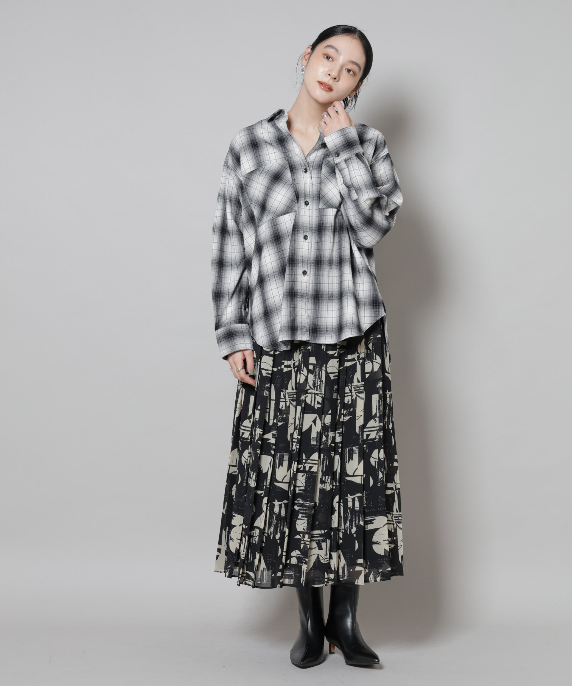 nano･universe「オンブレチェックオーバーネルシャツ」|シャツ・ブラウス|