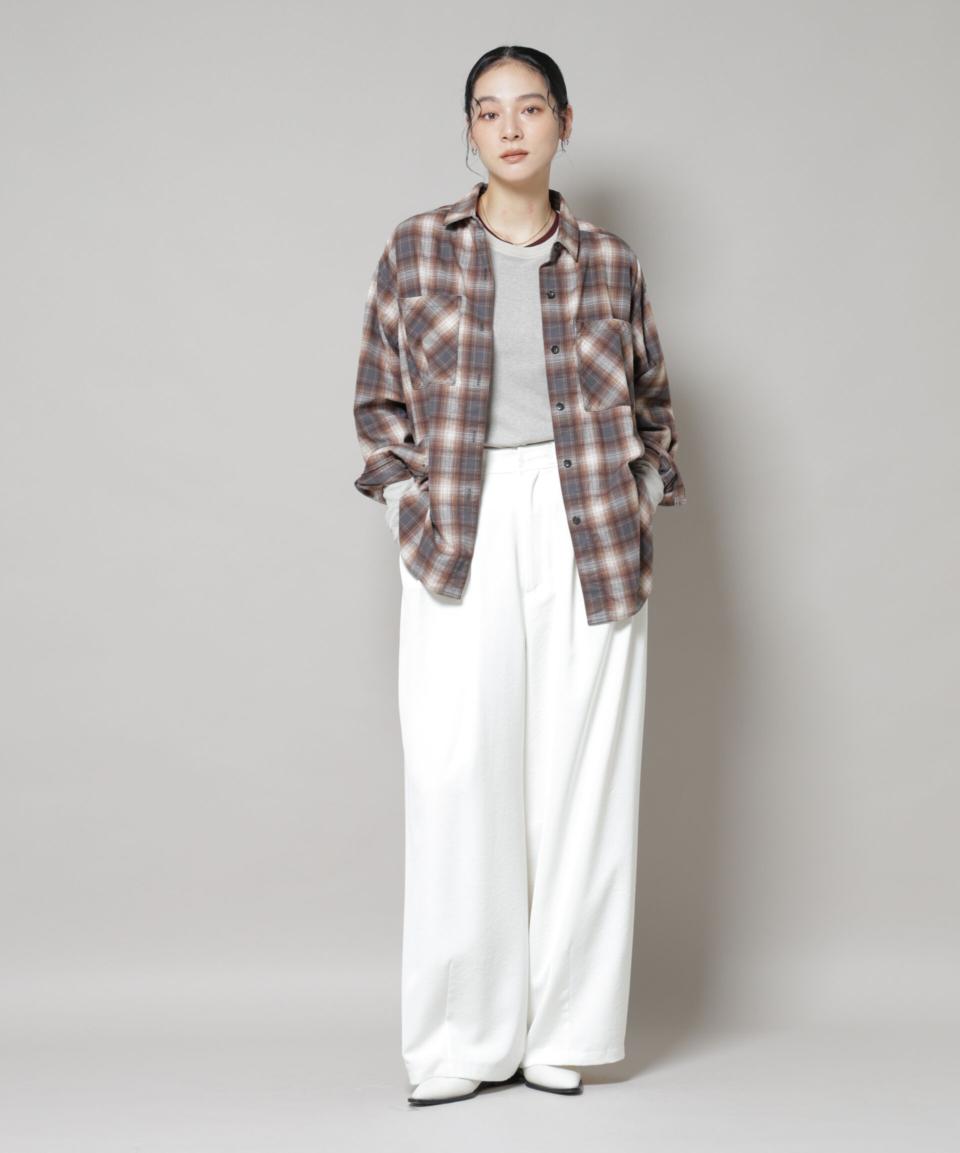 nano･universe「オンブレチェックオーバーネルシャツ」|シャツ・ブラウス|