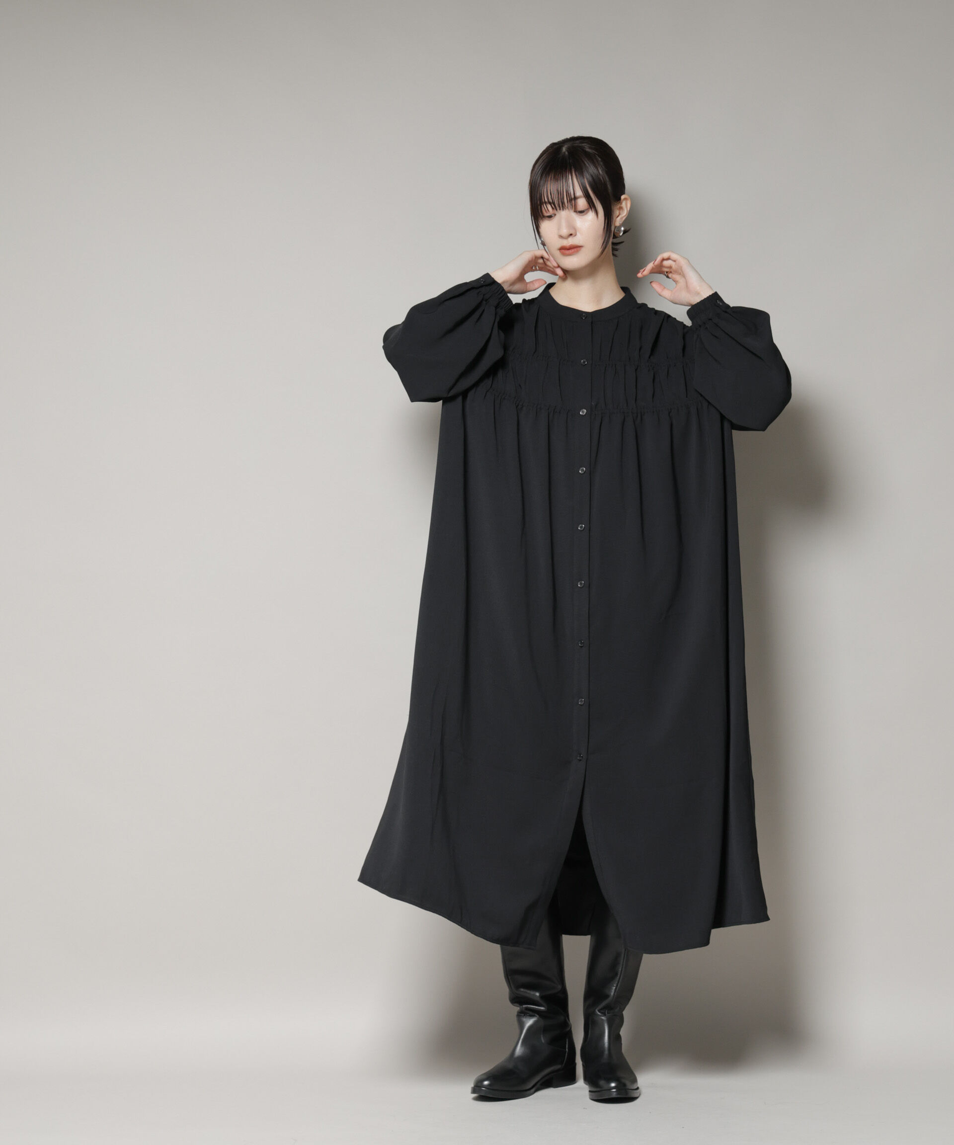 nano･universe「ギャザー切り替えデザインワンピース」|ワンピース|