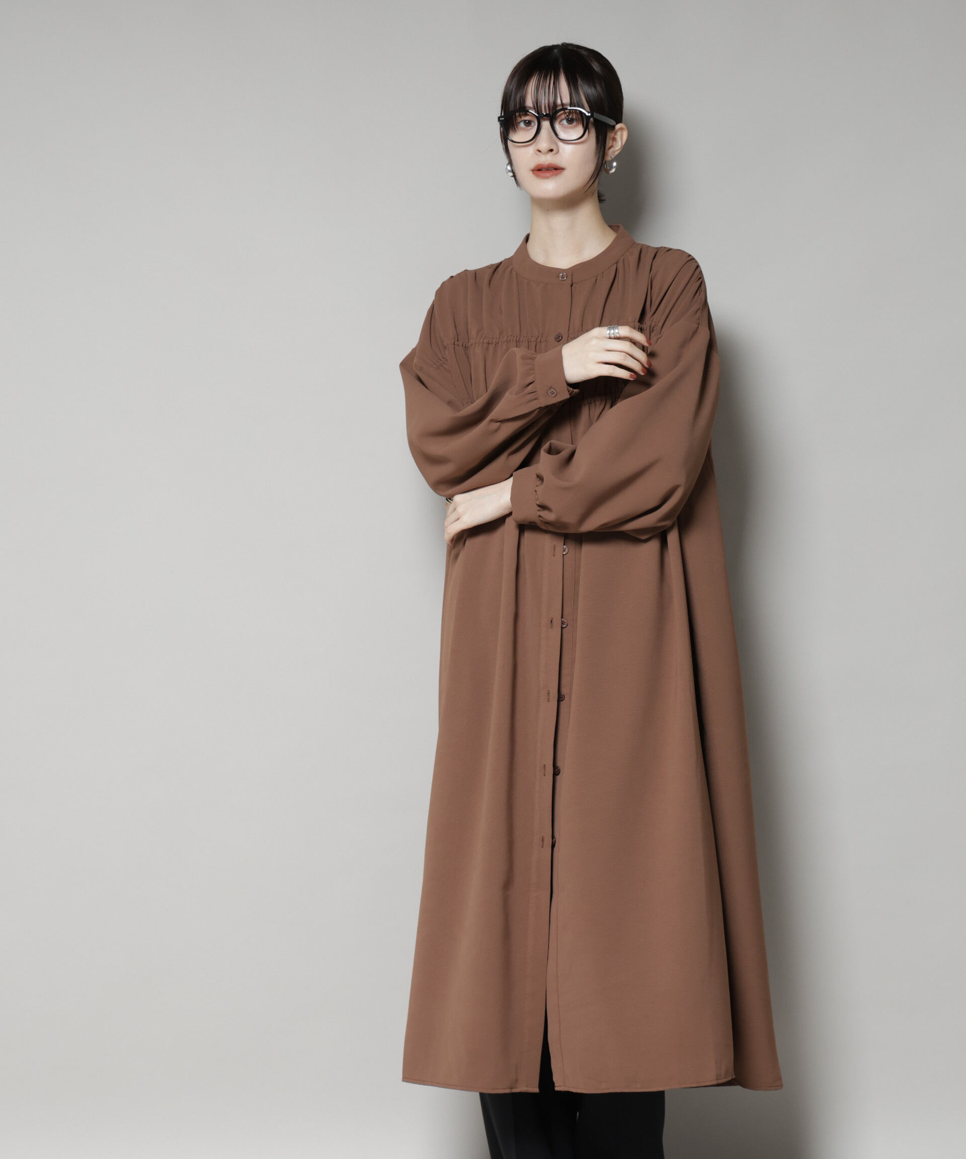 nano･universe「ギャザー切り替えデザインワンピース」|ワンピース|