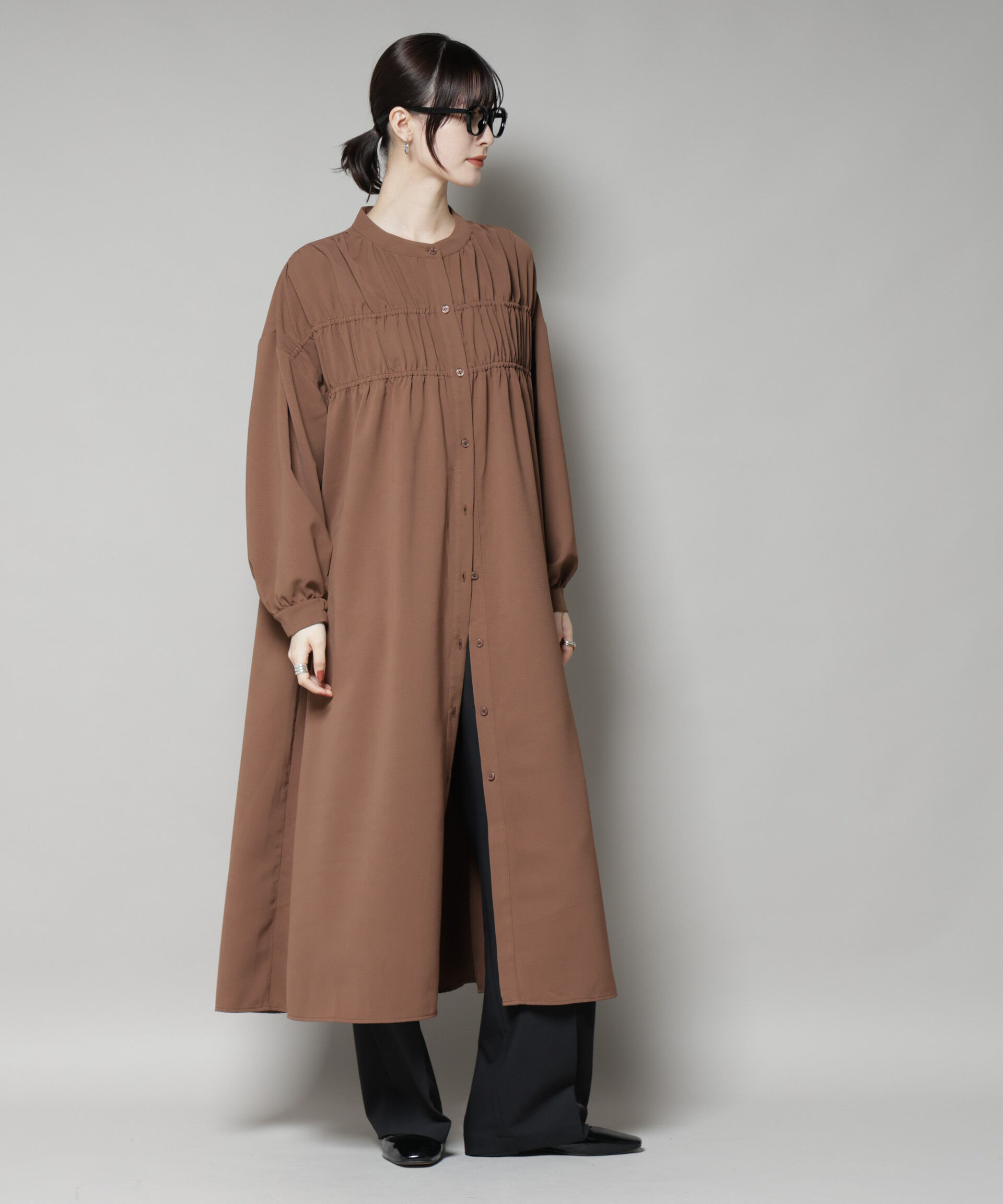 nano･universe「ギャザー切り替えデザインワンピース」|ワンピース|